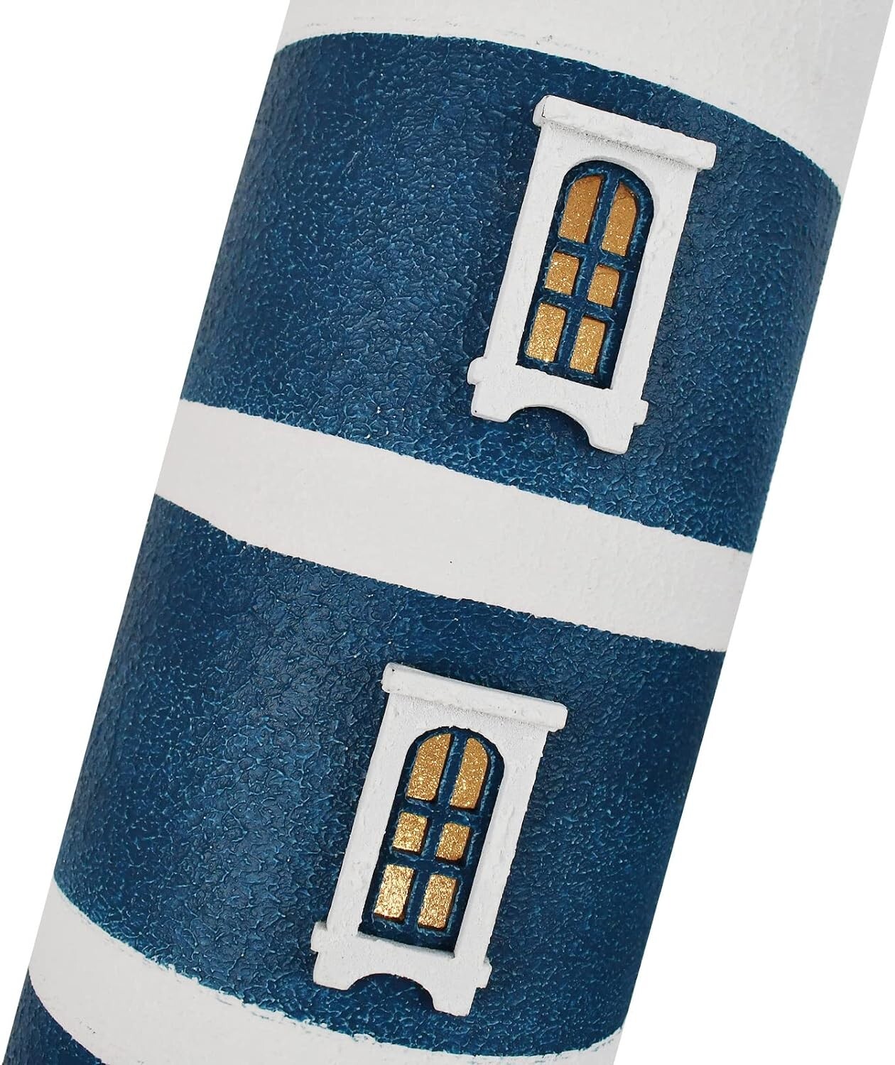 Wooden Lighthouse with Lights Nautical Tabletop Figurine Beach Themed (Blue)