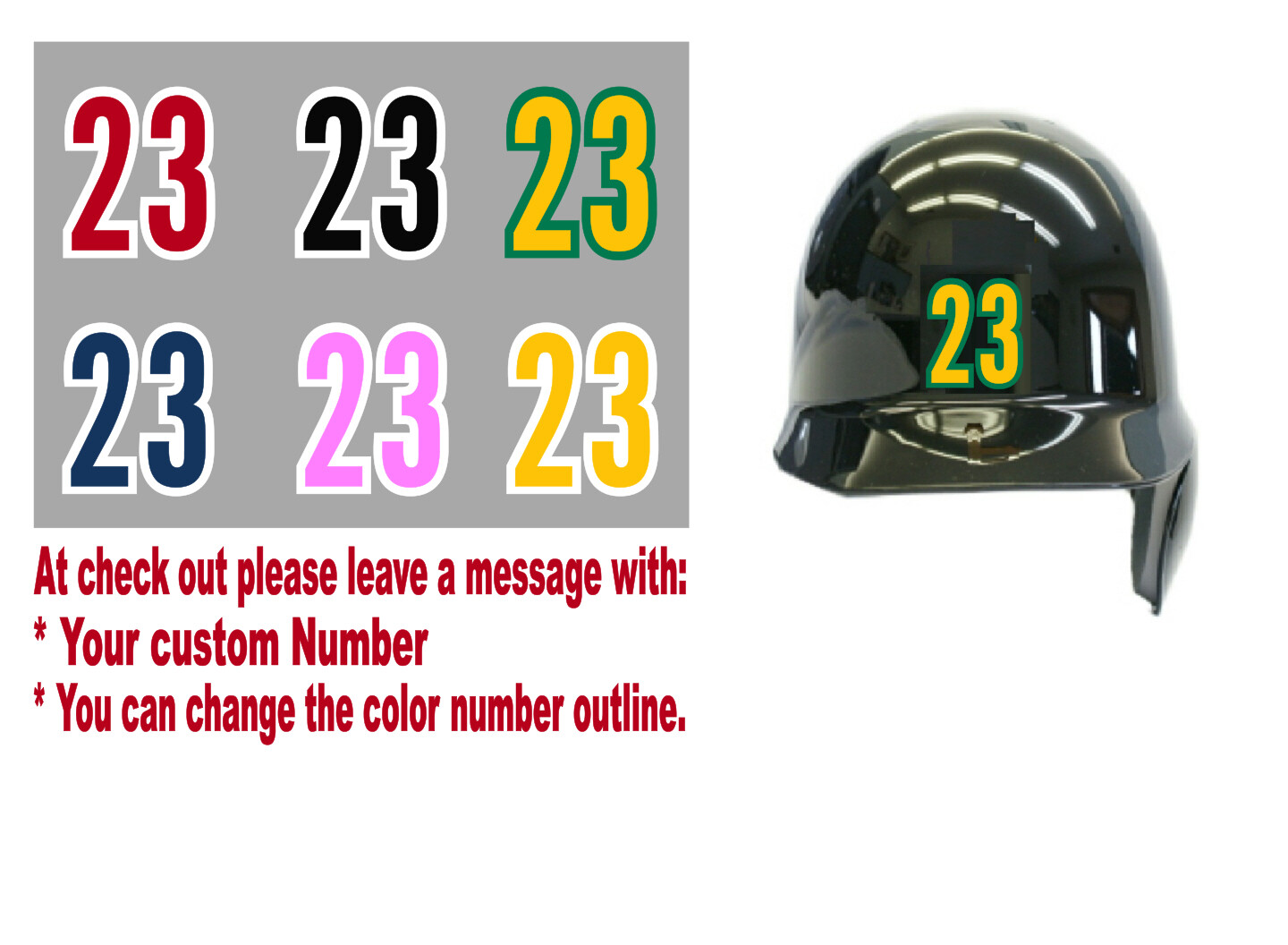 Player’s Number 1.5″ Softball Baseball Helmet Vinyl Decal Sticker Personalized 2