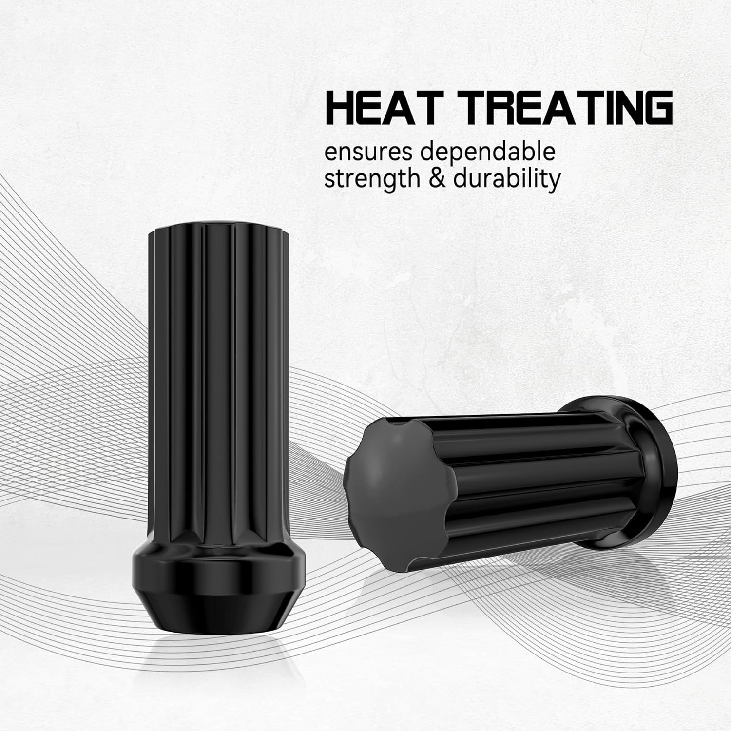 M14X1.5 Wheel Lug Nuts, 32Pcs Black 14Mmx1.5 Spline Lug Nut 2 Inch Tall with 1 S