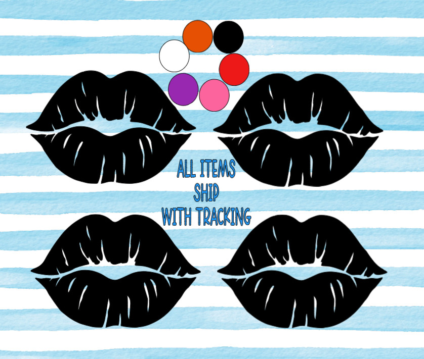 (4) LIP KISS MARK die cut Vinyl Decals #102