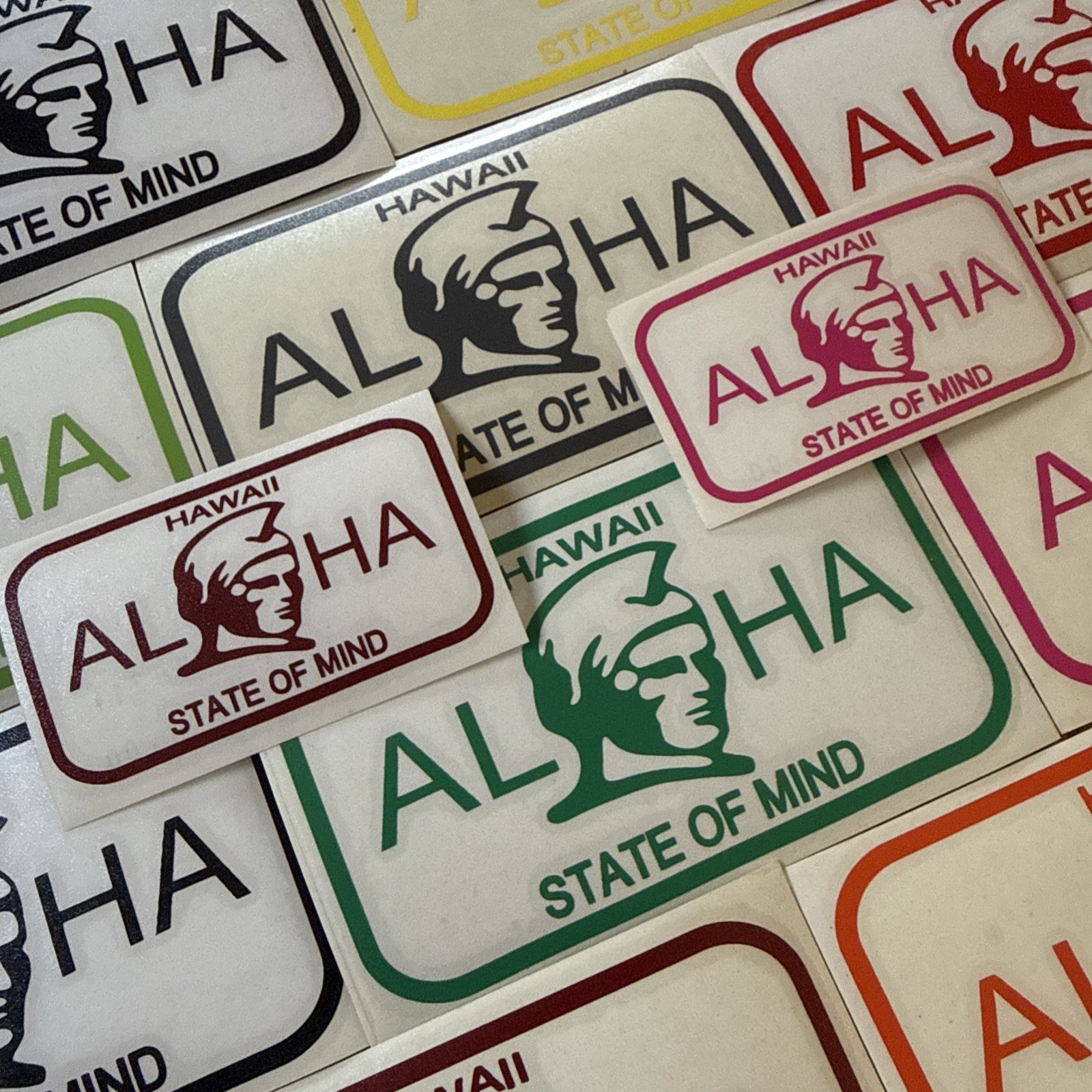 Hawaii License Plate Decal Sticker Aloha State Of Mind New 3” or 6” In 16 Colors