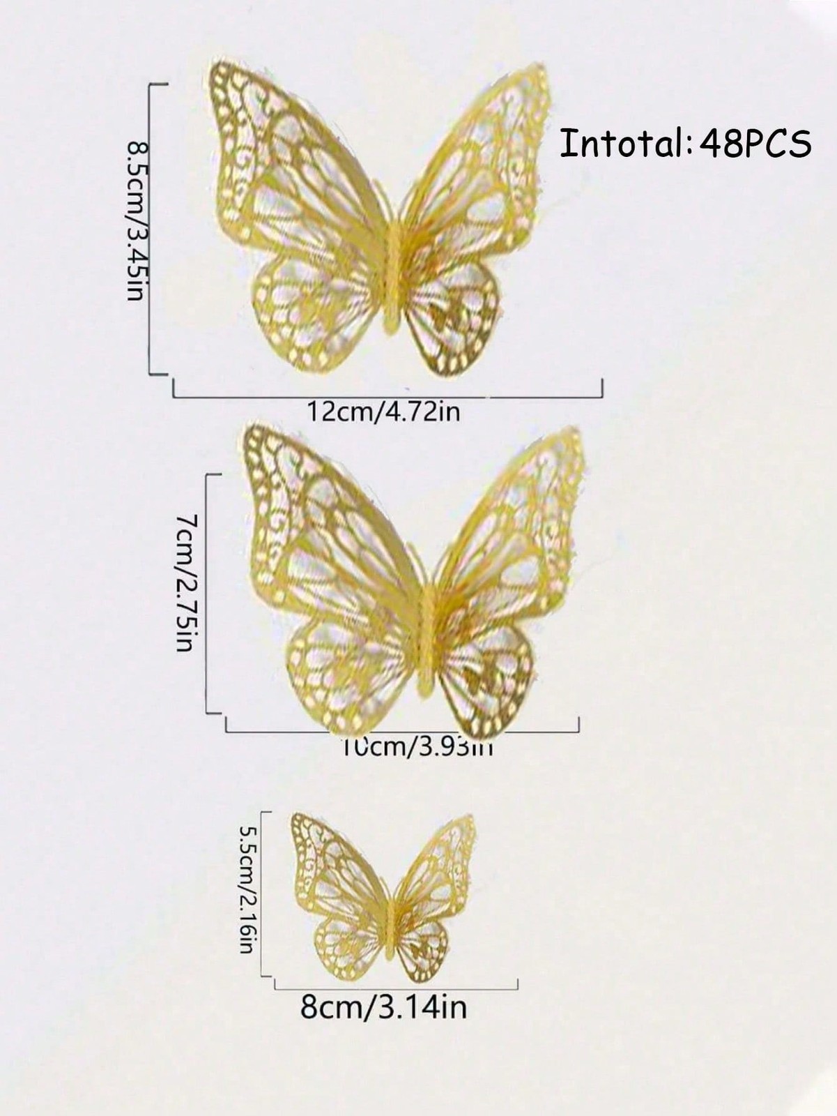 48Pcs Multicolor 3D Hollow Butterfly Wall Stickers For Home Decor