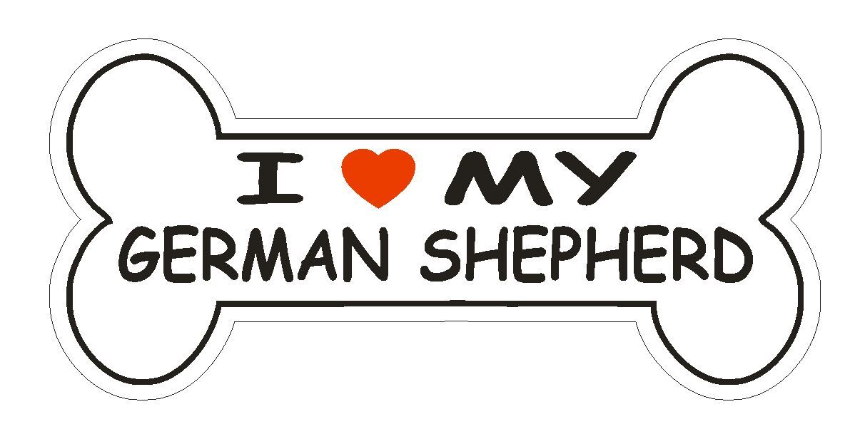 Love My German Shepherd Bumper Sticker or Helmet Sticker D2373 Dog Bone