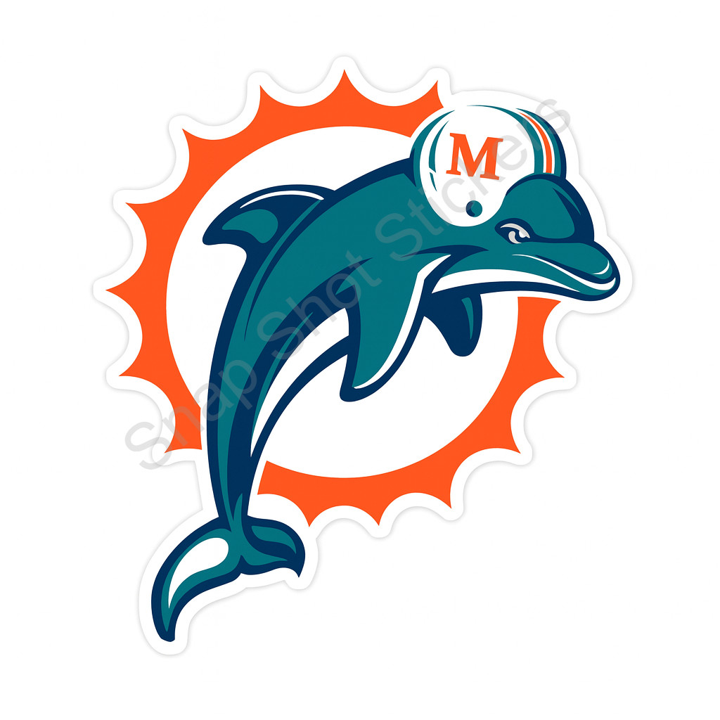 Miami Aqua Orange Football Weather Resistant Vinyl Sticker/Decal 04