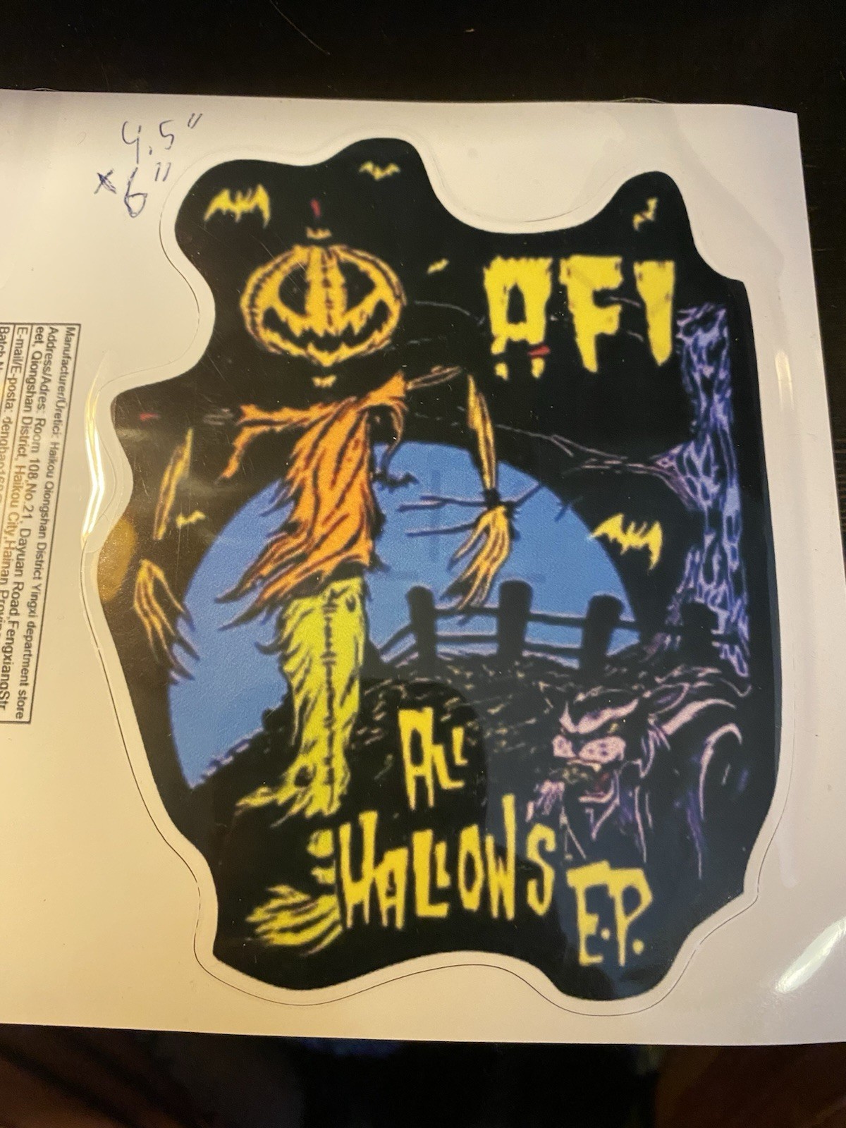 AFI All Hallows EP Halloween Vinyl Self-Adhesive Wall Decal 4.5in x 6in.