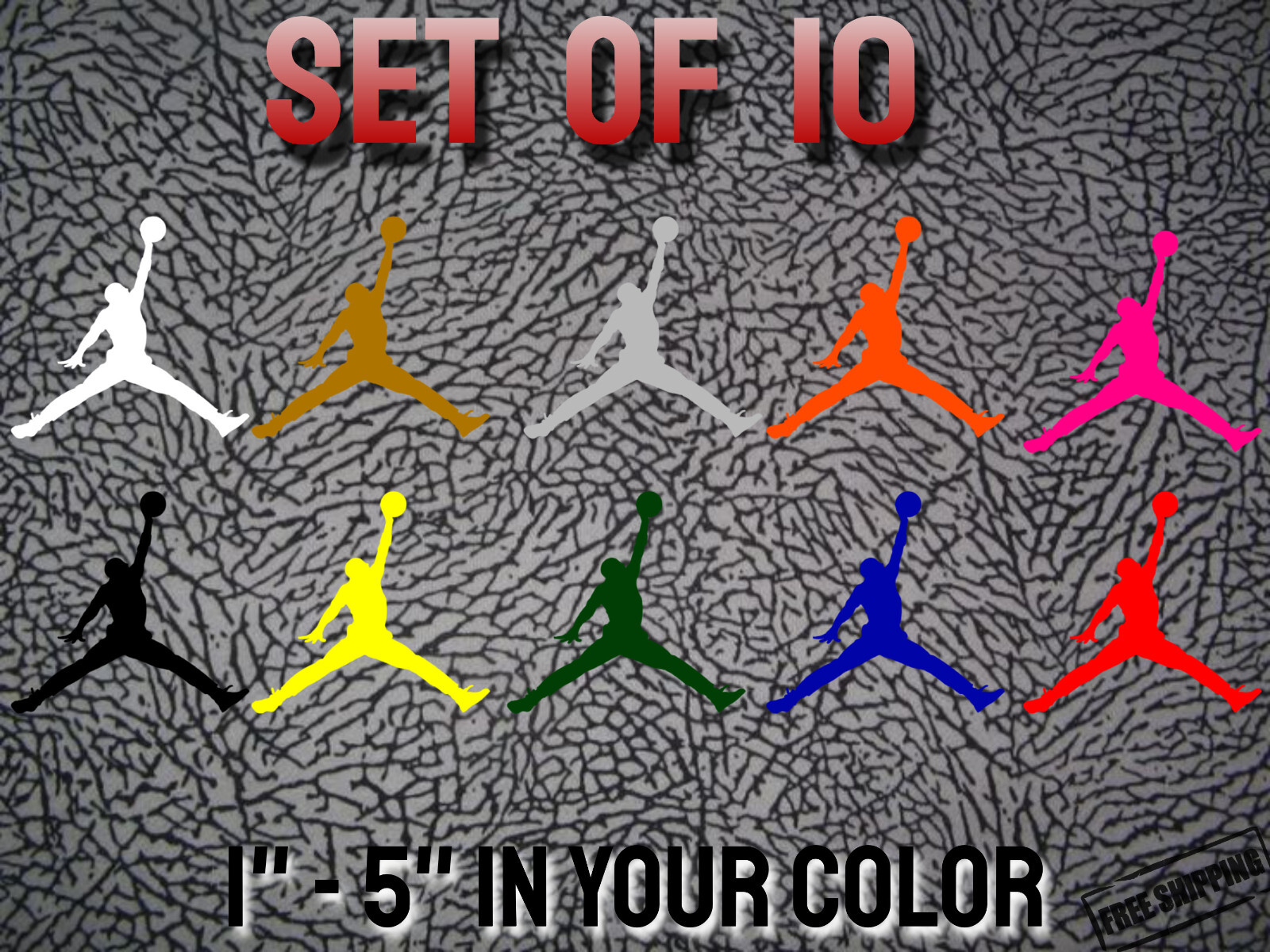 Air Michael Jordan Jumpman Logo vinyl decal MJ Die Cut Sticker Set of 10