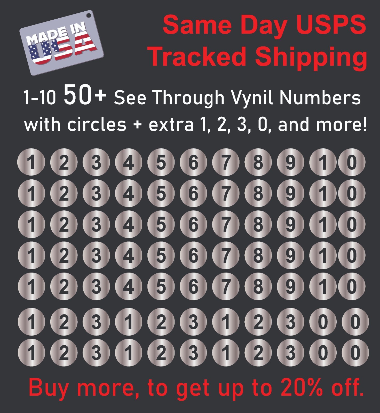 5X 0-10 Encircled Numbers Vinyl Decal Sticker Numbers – for Mailbox Address Shop