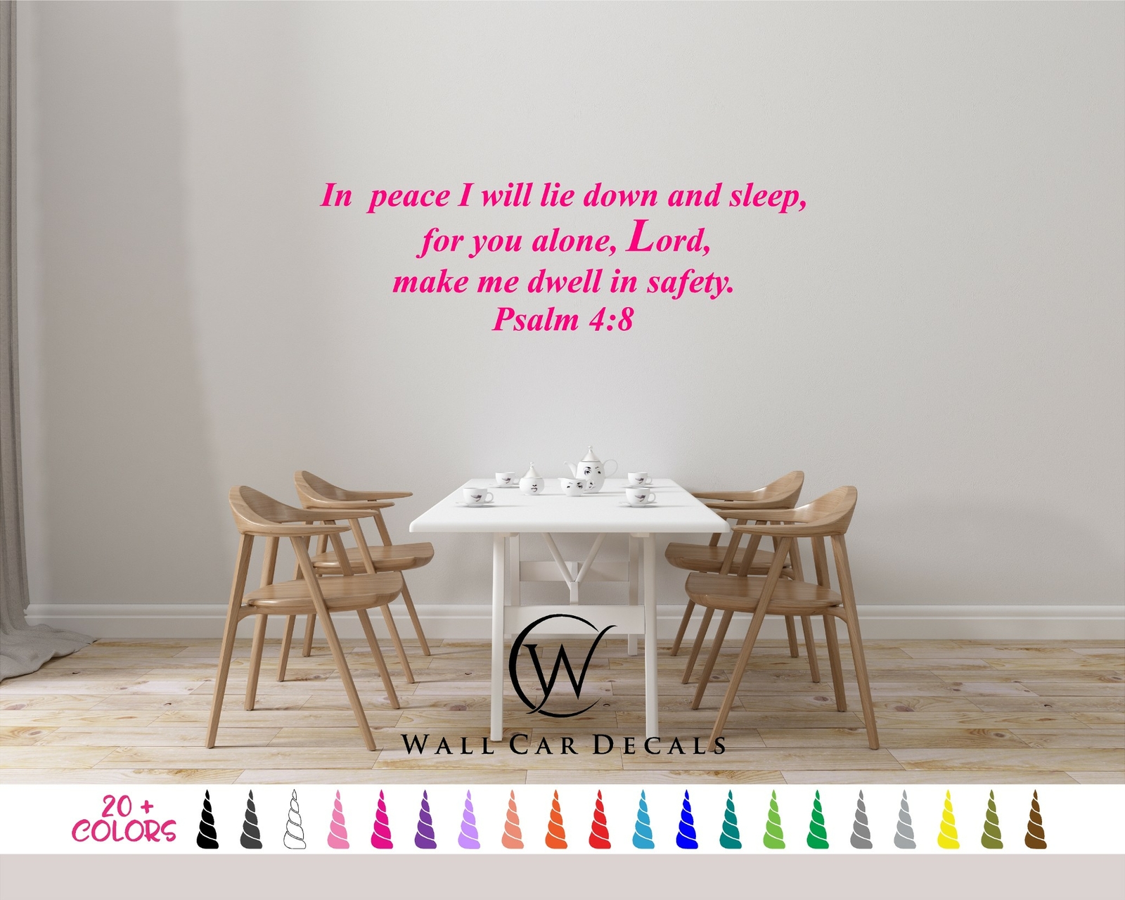 Psalm 4:8 In Peace Lie Down and Sleep Lord Bible Wall Quote Vinyl Decal Sticker