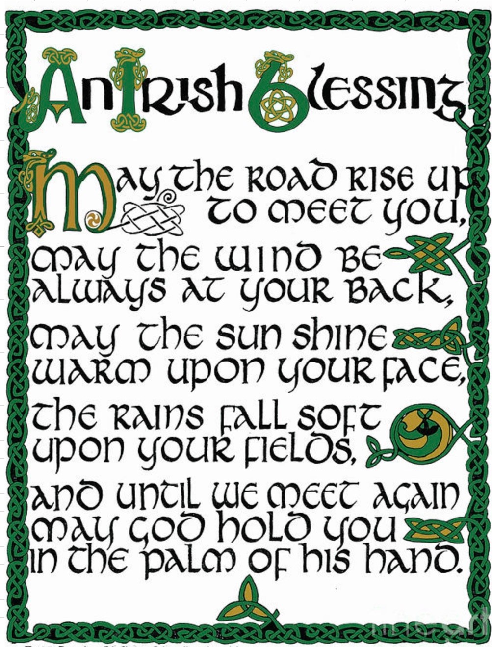 STICKER Irish Ireland blessing my the road and God hold you in palm USA