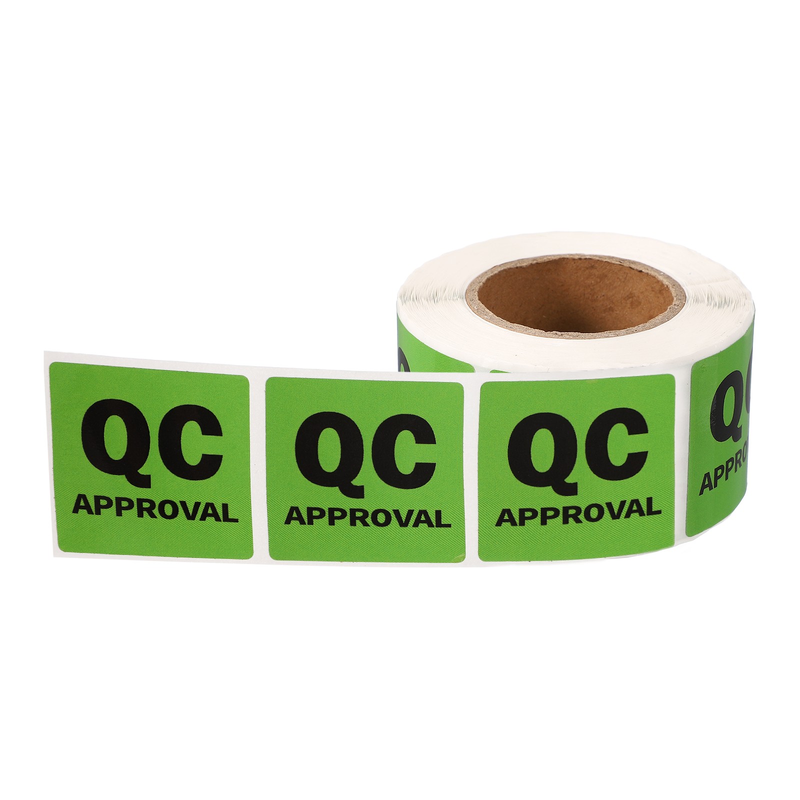 360 Pcs 1.5 Inch Square Adhesive QC APPROVAL Label Stickers, Light Green