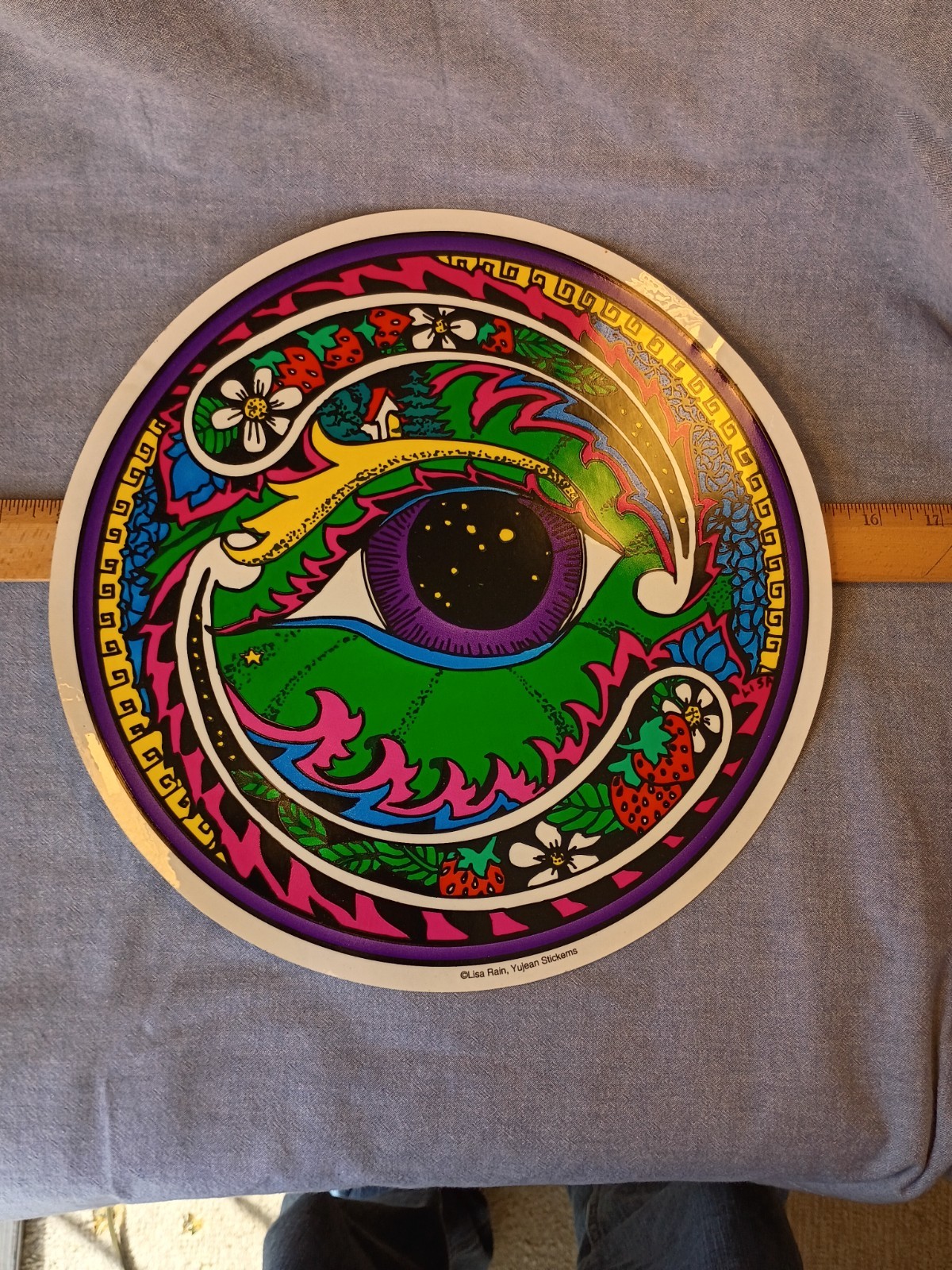 Vintage 12in Lisa Rain Psychedelic Eye Decal by Yujean Stickems -NOS-