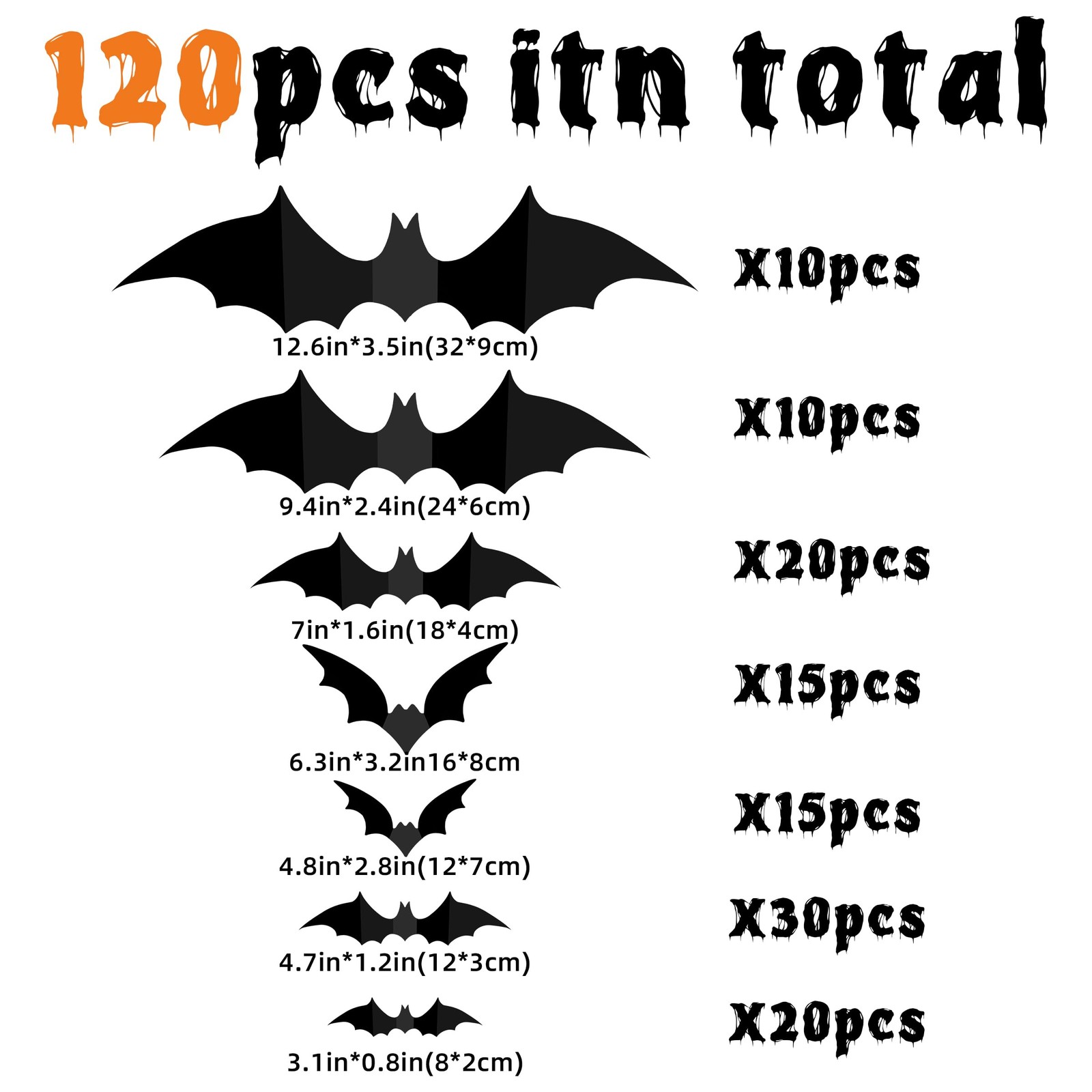 Bats Wall Decor – 120 Realistic PVC 3D Black Scary Bat Wall Stickers for Cree…