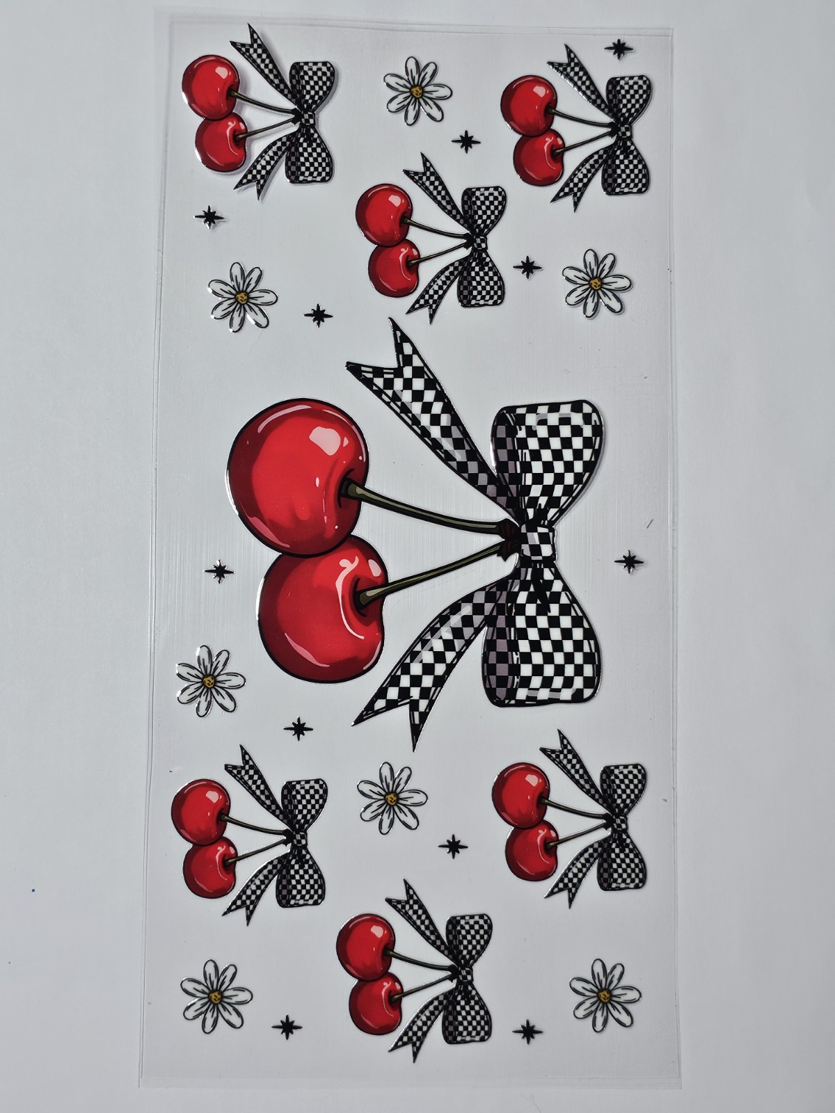 Bows Cherries UV DTF Transfer Sticker Wrap Tumbler UVDTF BUY 10+ GT COMBINE SHIP
