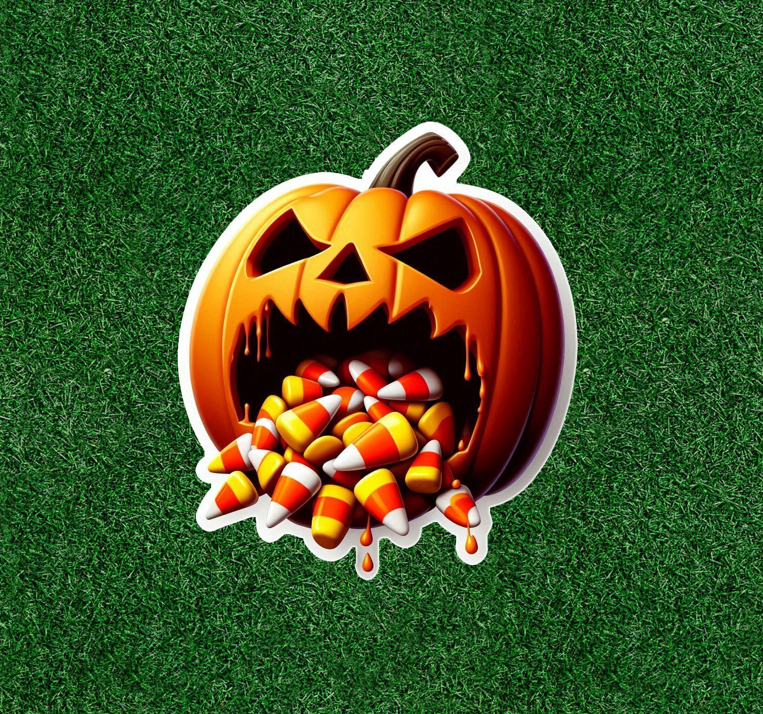 Pumpkin throwing up candy corn 100% waterproof sticker decal – several sizes