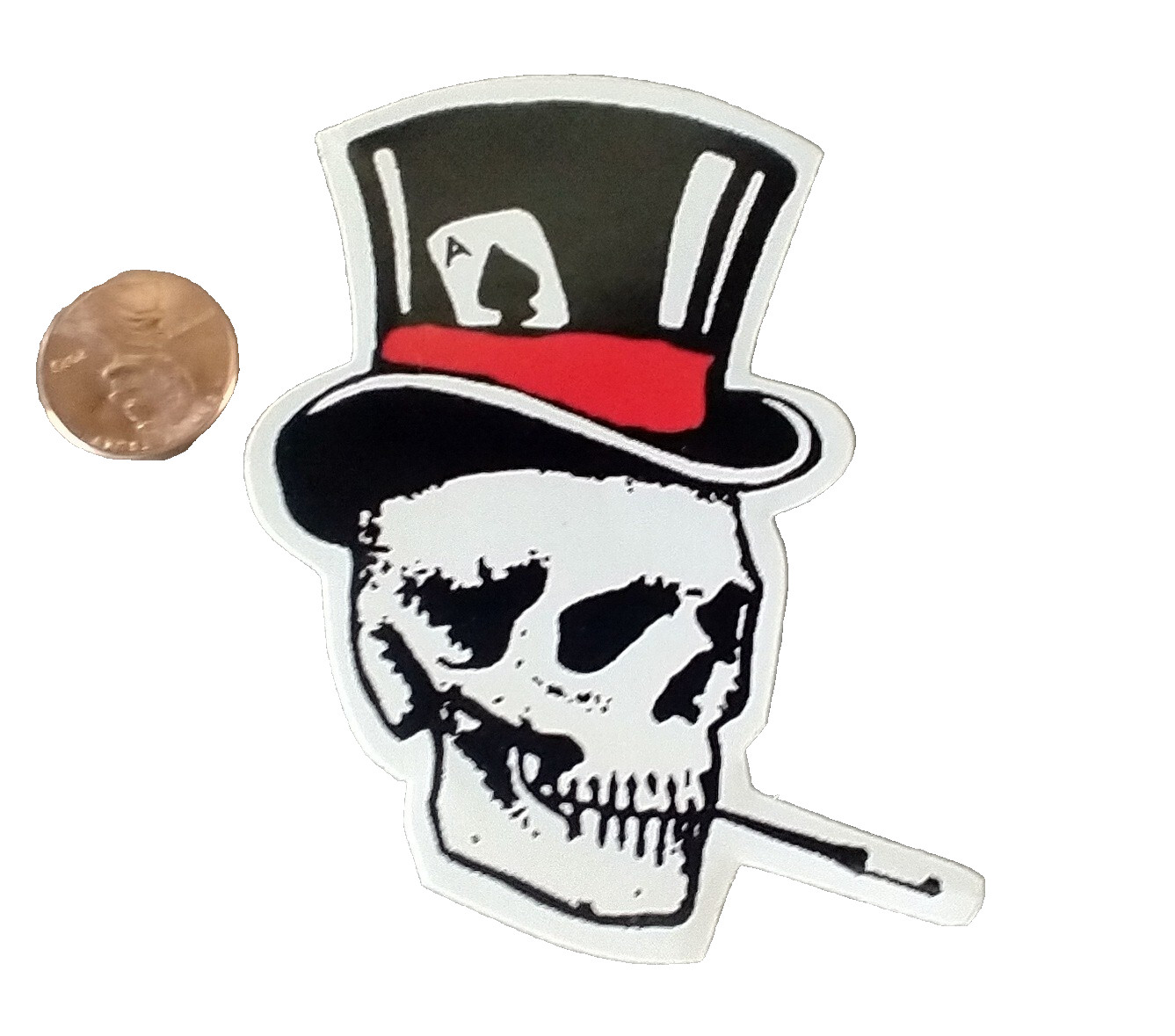 Decal Sticker Ace of Spades Poker SKULL WITH TOP HAT & CIGARETTE