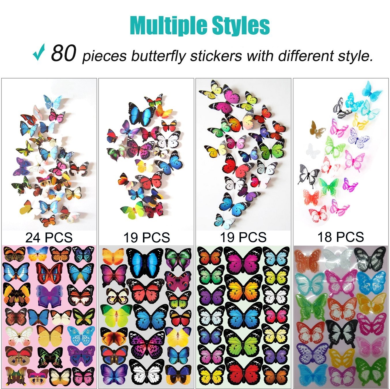 Realistic 80 PC Butterfly Wall Decor – Waterproof & Fade Resistant Elegance