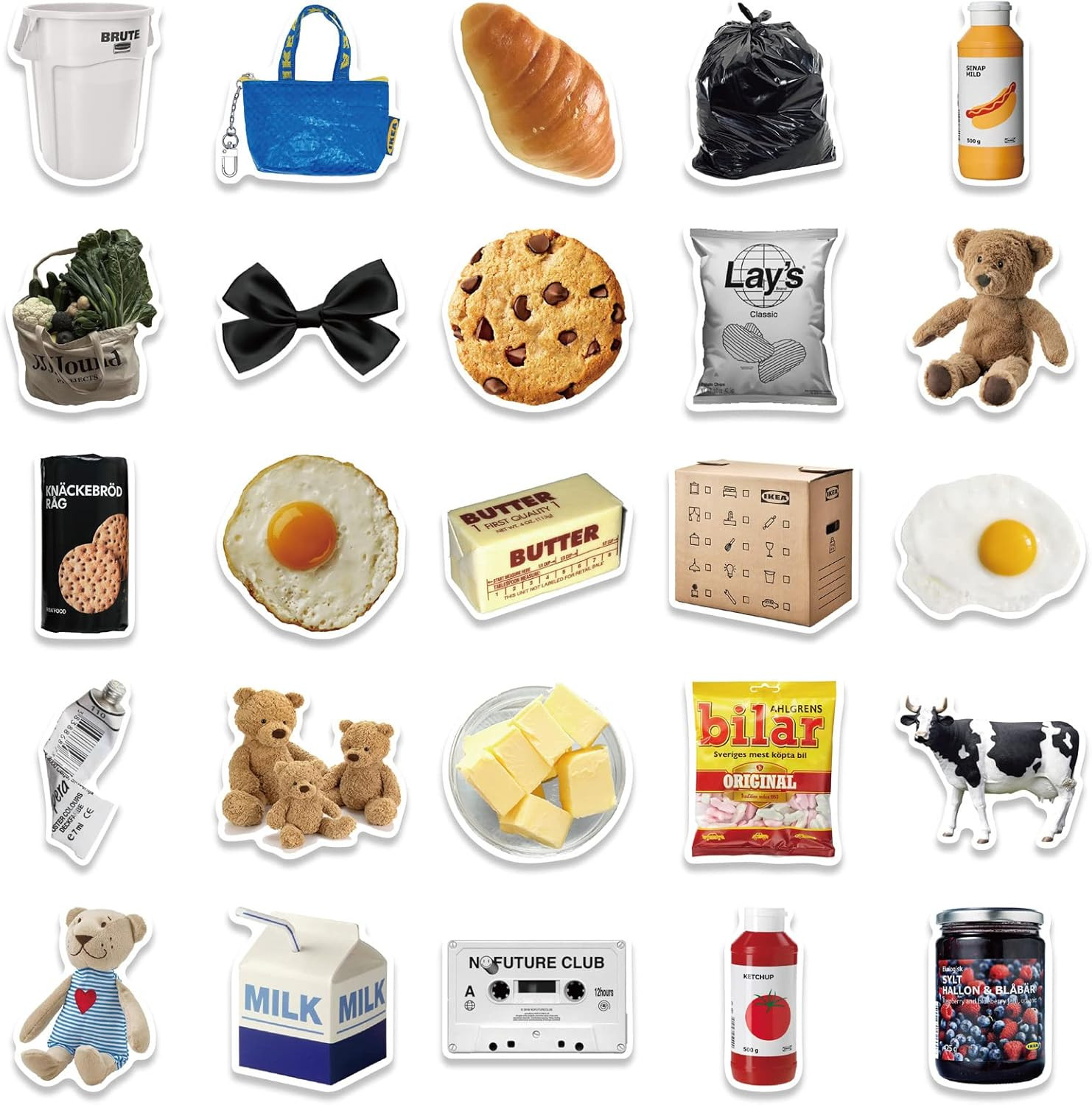Milk Cookie Stickers, 50PCS Vinyl Waterproof Decals for Home Decor