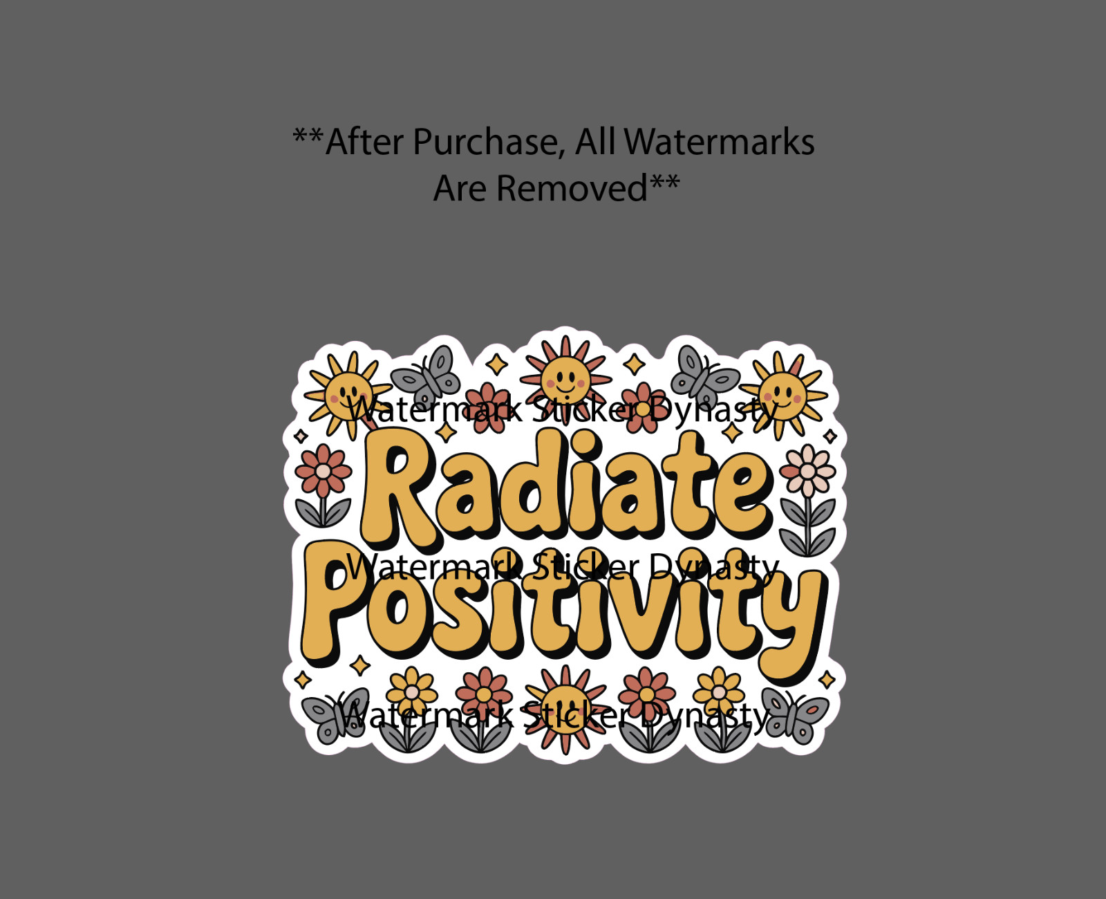 Radiate Positivity Sticker Waterproof Decal Flower Floral Smile Quote Gift NEW