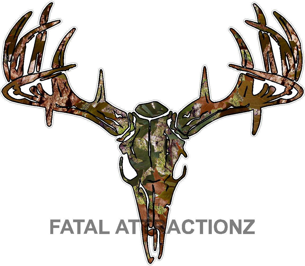 Camo S2 Deer Skull S4 Vinyl Sticker Decal Hunting Buck trophy whitetail rack
