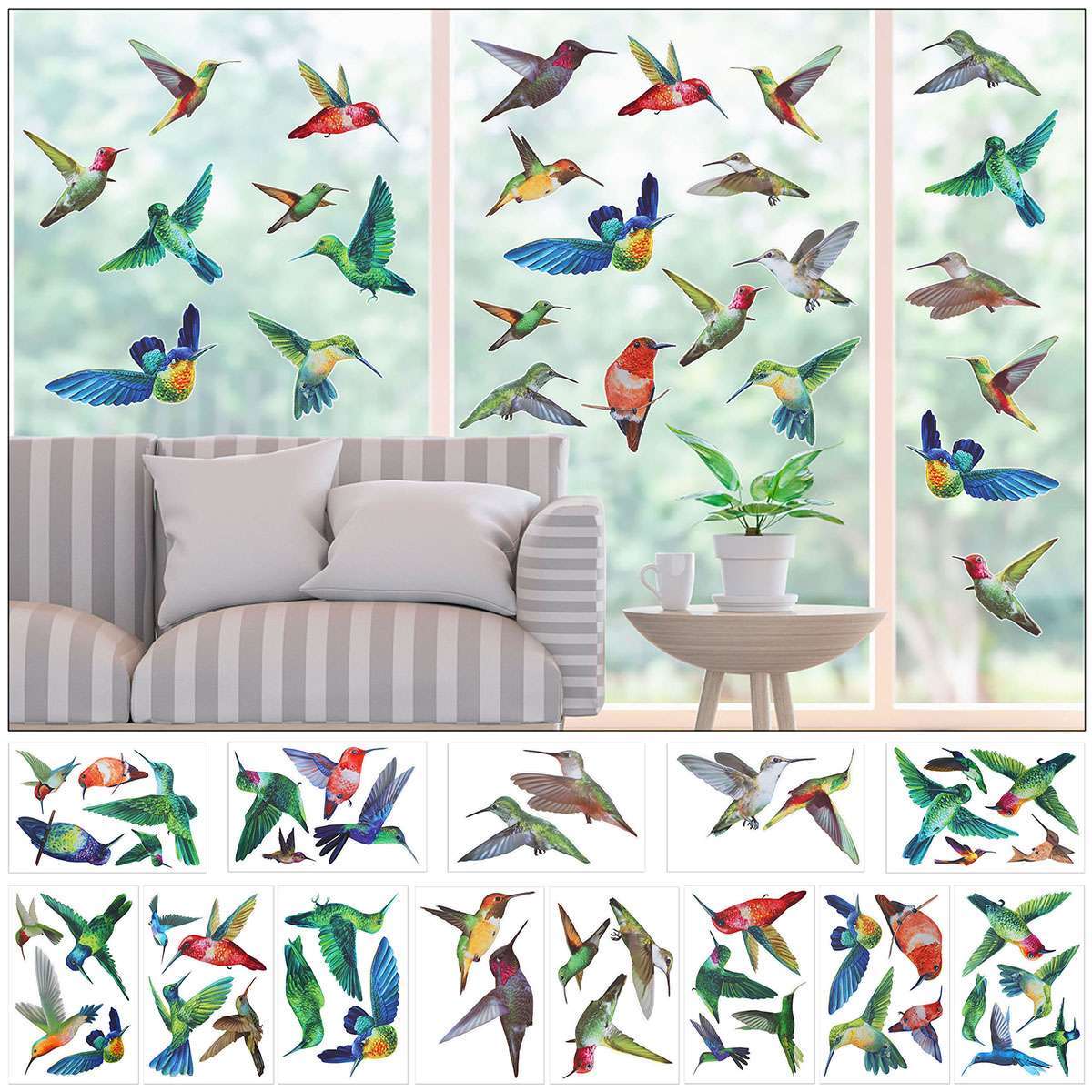 Hummingbird Window Clings Non Adhesive Vinyl Stickers Beautiful Glass Decals