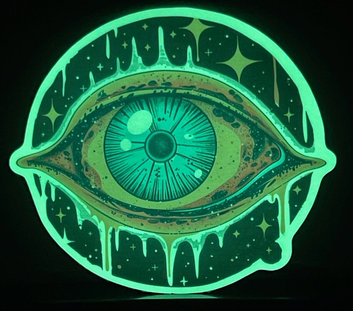 Psychedelic Space Retro All Seeing Eye Abstract Sticker Decal Glow Dark Vinyl