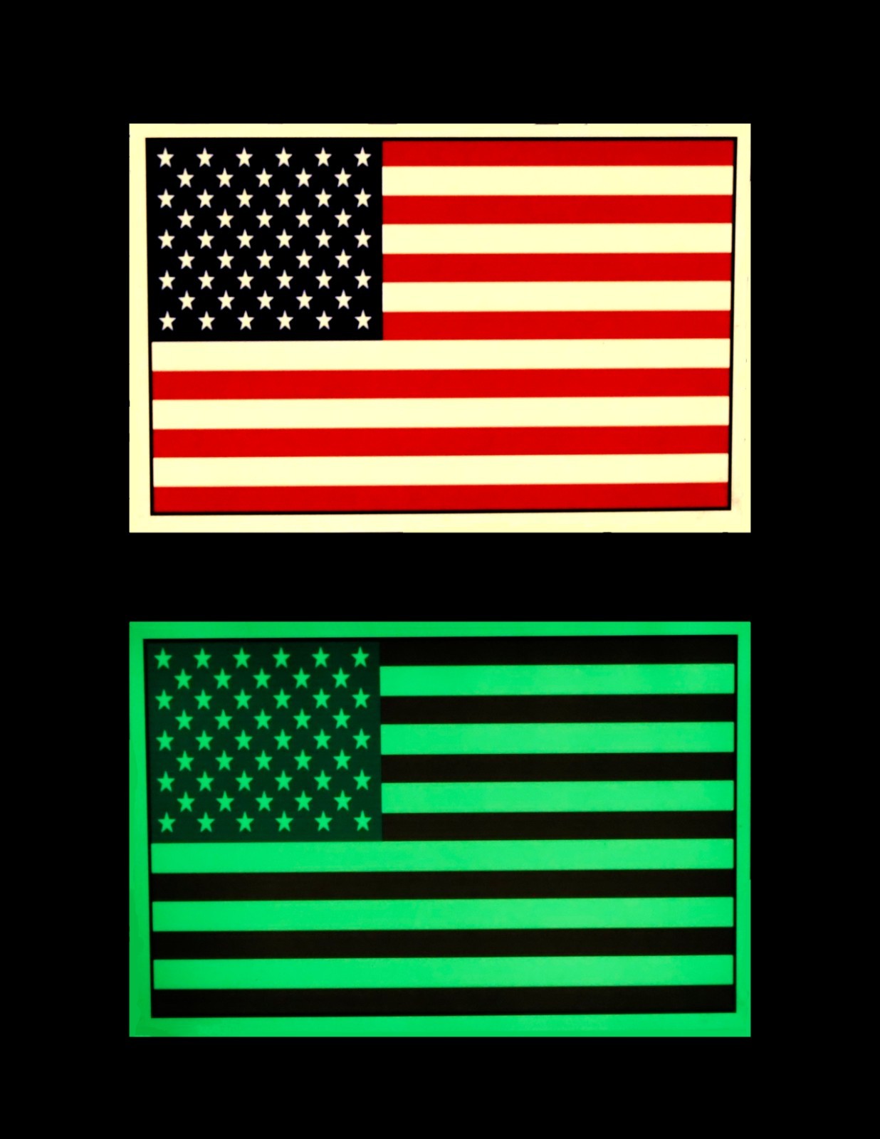 Glow in the Dark American US Flag Vinyl Sticker Large ~ 8″X5″