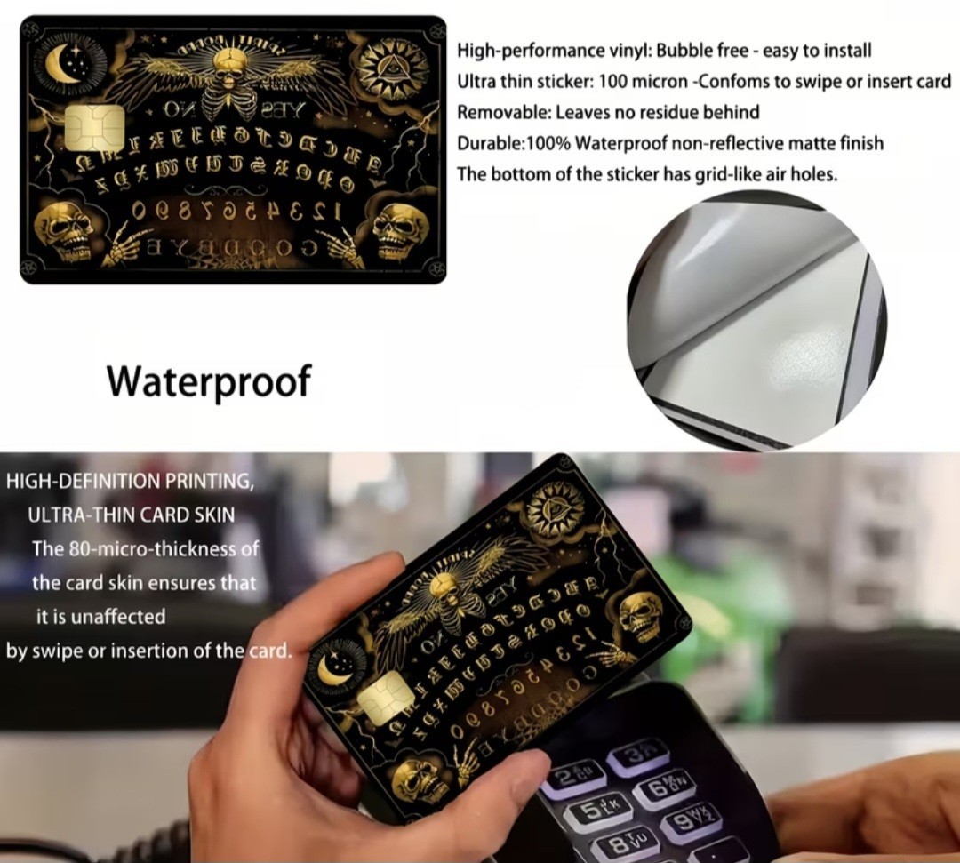 Black Gold Ouiji Spirit Board Credit Card Skin Free Shipping US Seller