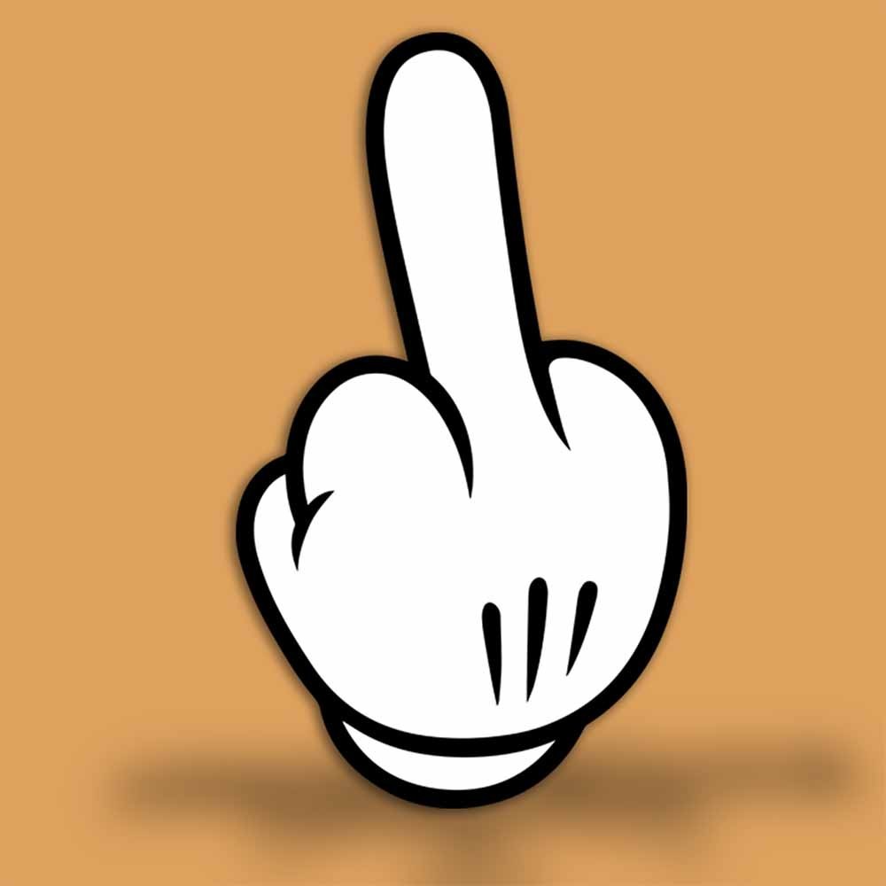 Funny Cartoon Glove Middle Finger Vinyl Decal – Car Window Sticker – Multiple