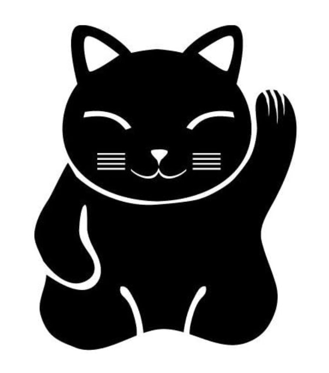 Maneki Neko Lucky Cat – Vinyl – 4 inches tall (Black Color) Decal