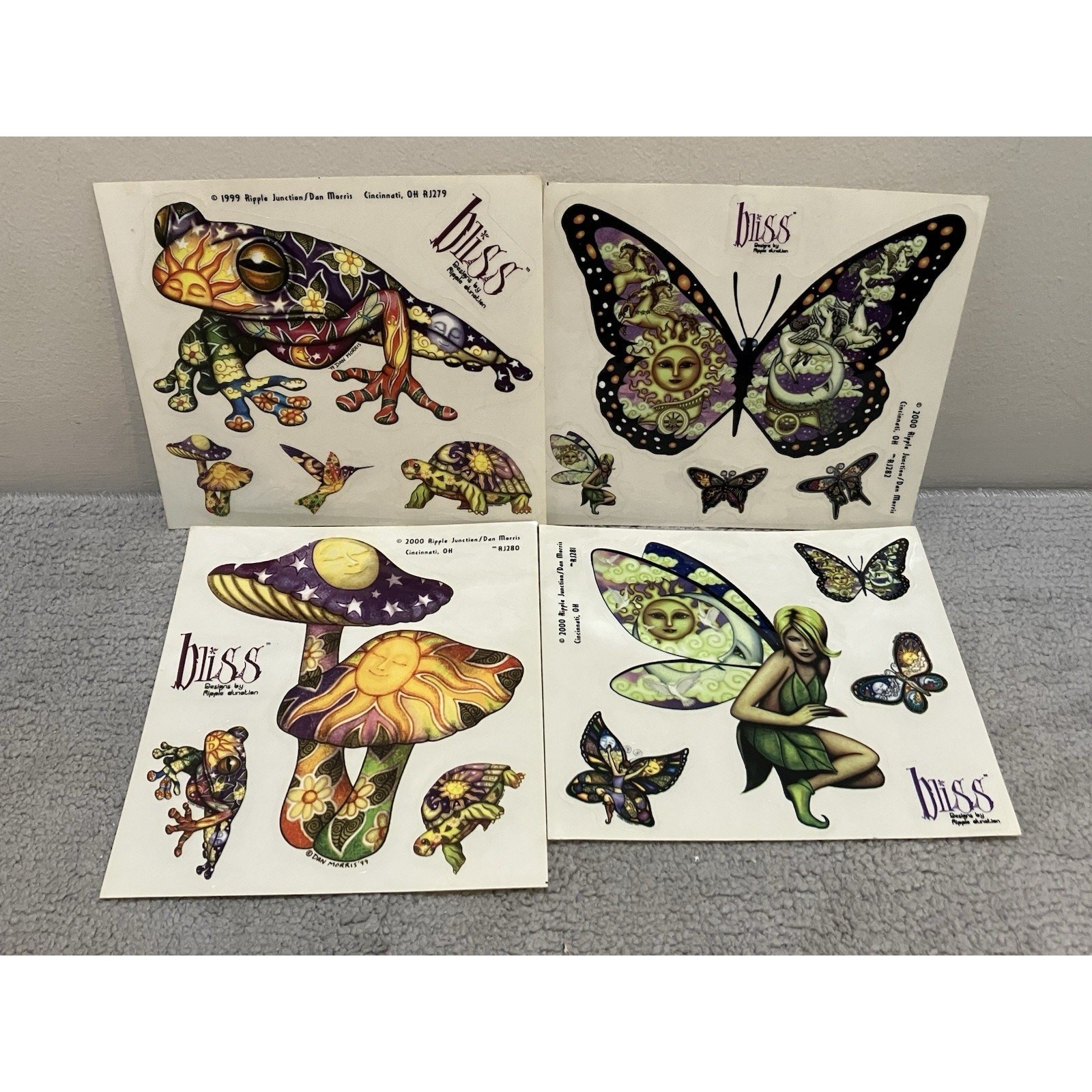 Ripple Junction Bliss Sticker Decal Window Computer Lot of 4 Dan Morris Art 1999