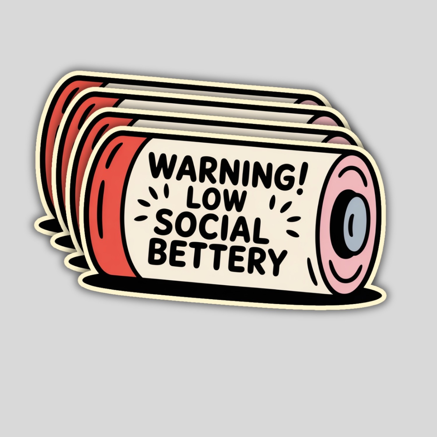 Funny Introvert Stickers: Low Social Battery Quote – 4-Pack