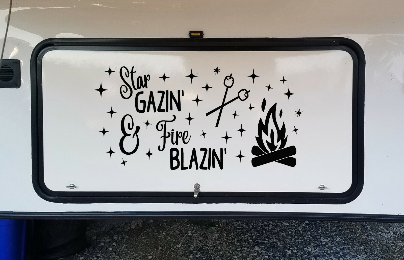 Star Gazin’ & Fire Blazin’ Vinyl Decal – Camping Summer Campfire Die Cut Sticker