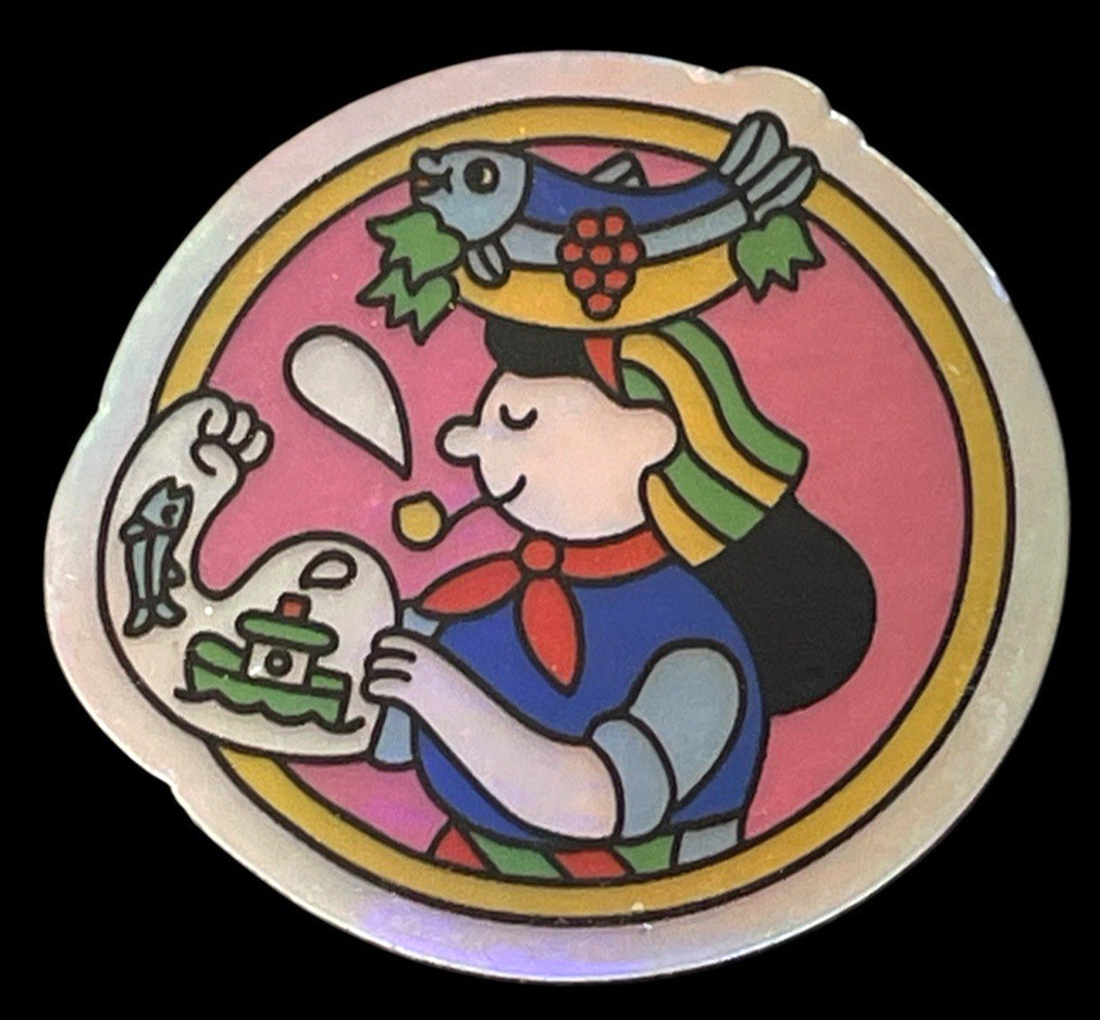 Fishwife Tinned Seafood Co Logo Sticker 2″ Round NEW Metallic Pipe-Smoking