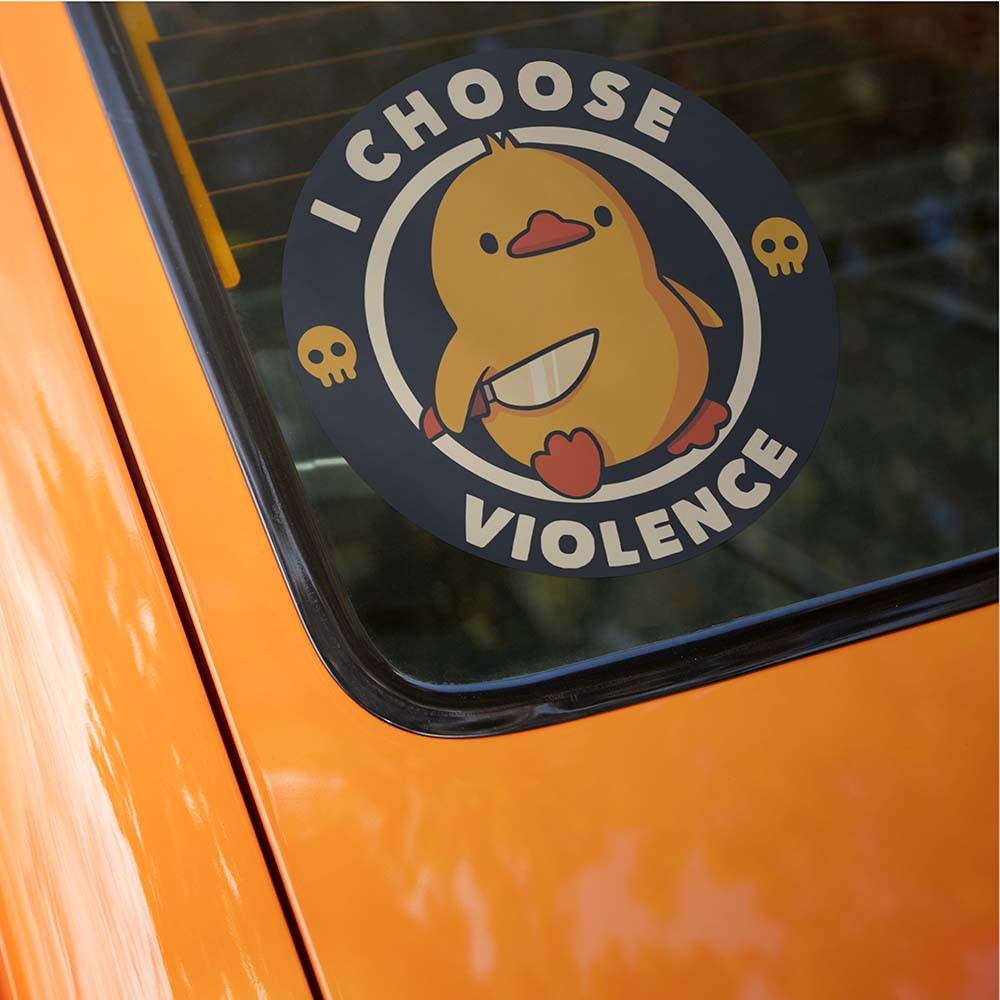 I Choose Violence Duck Vinyl Decal Sticker – Funny Angry Duck Meme | Made in USA