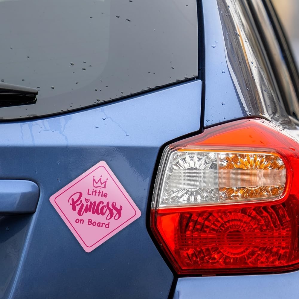 Pink Little Princess On Board Bumper Sticker Baby Decal Window Sign 6″ x 6″ 2pcs