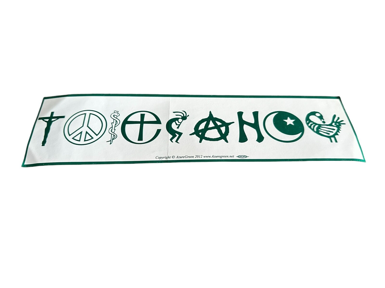 Tolerance Bumper Sticker Decal – Religions Peace Coexist Kindness White Green