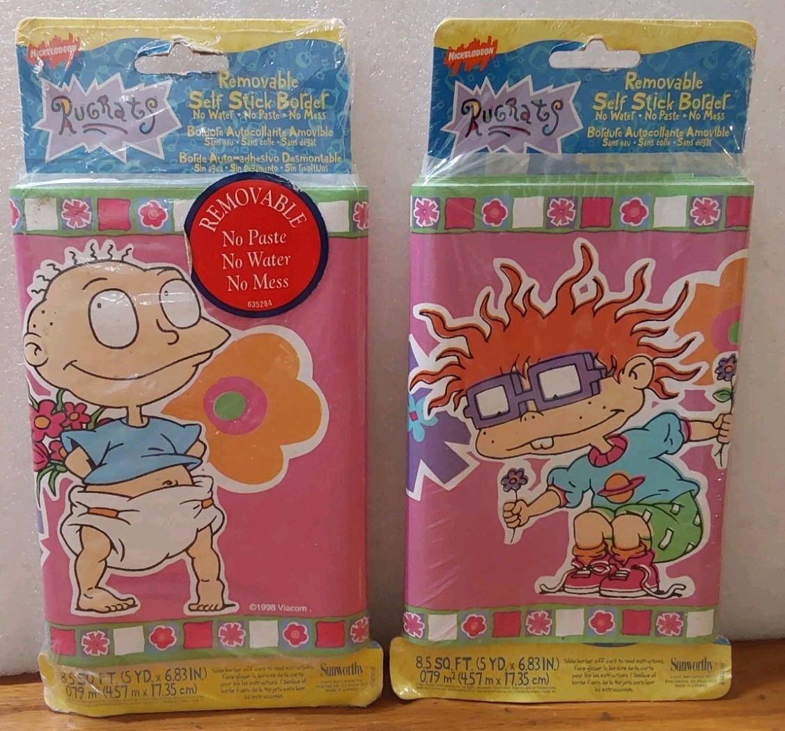 Rugrats Removable Self-Sticker Wall Border 90’s Kids Nickelodeon 5 Yrds 7” 2 Pk