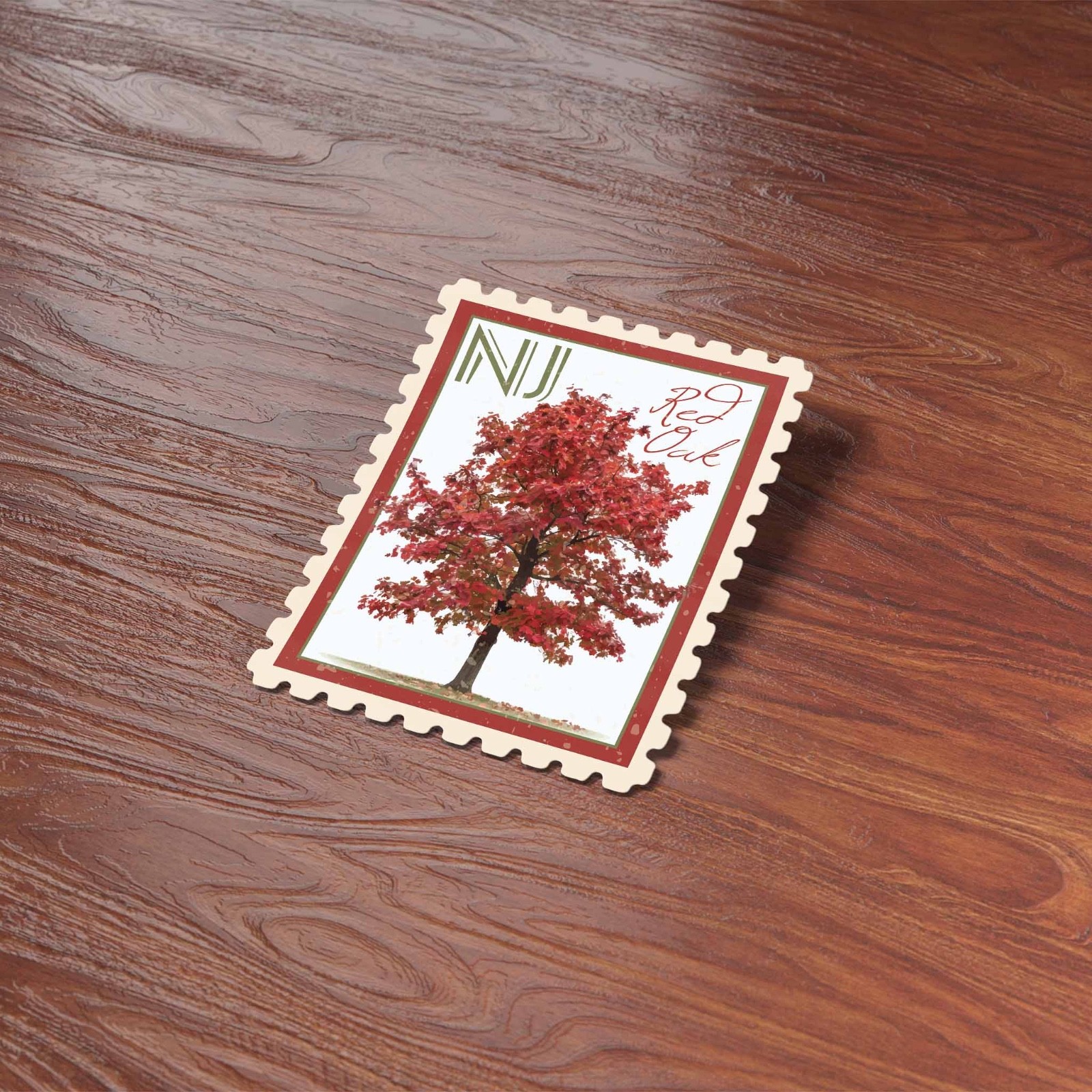 New Jersey State Tree Red Oak Sticker – NJ Vintage Stamp Decal