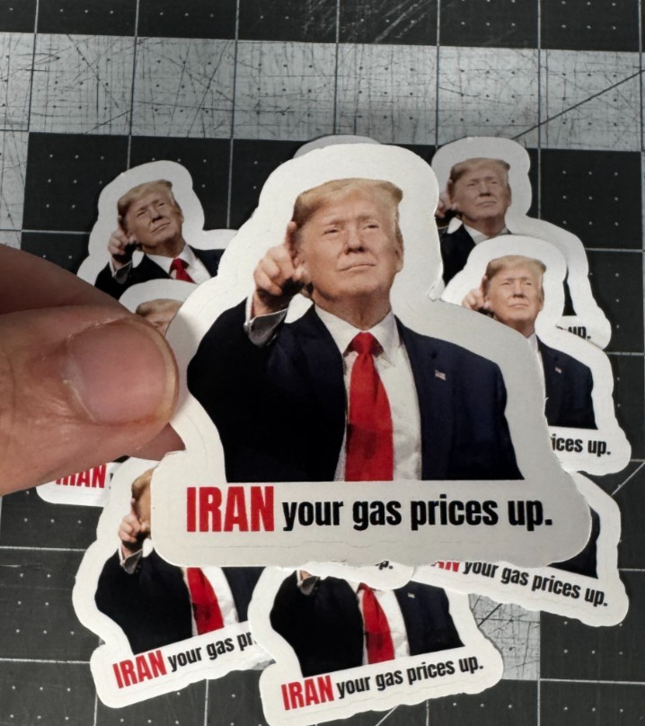 Trump “Iran Prices Up!” Sticker 10 Pack Funny Political Gas Meme Decal 2″