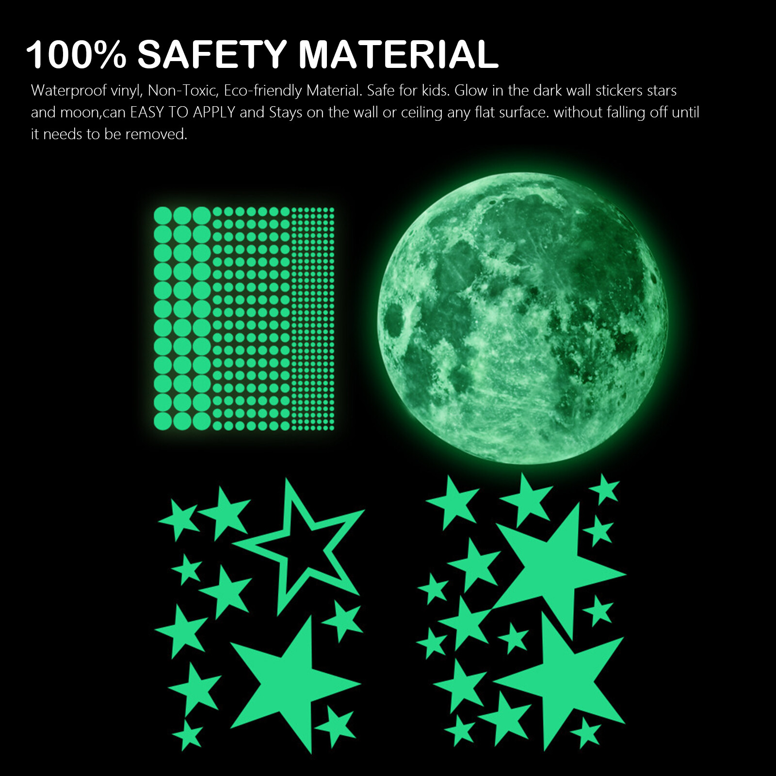 435Pcs Glow In The Dark Stars Moon Planet Space Wall Stickers Art Decor Luminous
