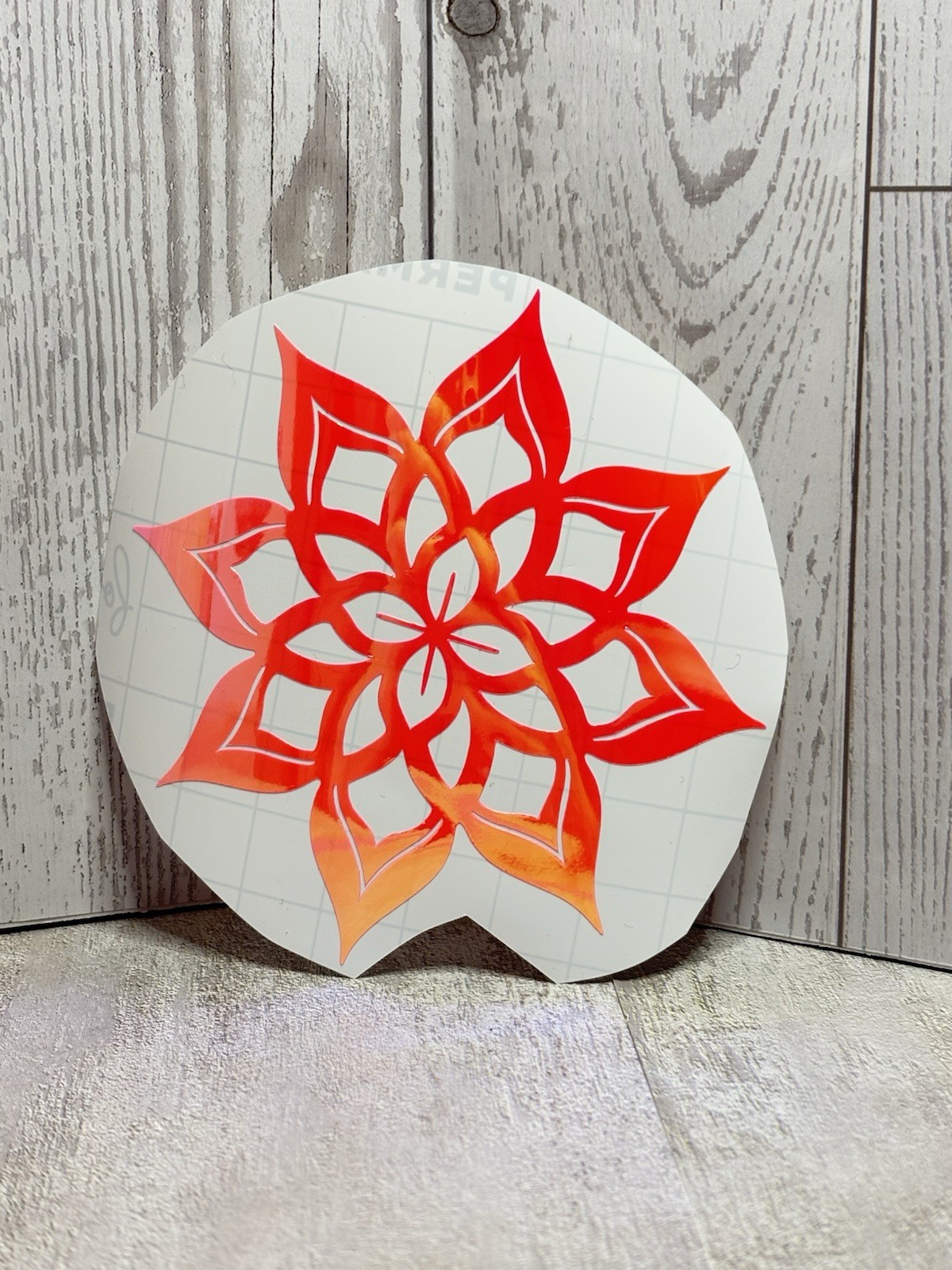 Mandala Flower Pink Orange Vinyl Decal Window Laptop Car Mirror Tumbler