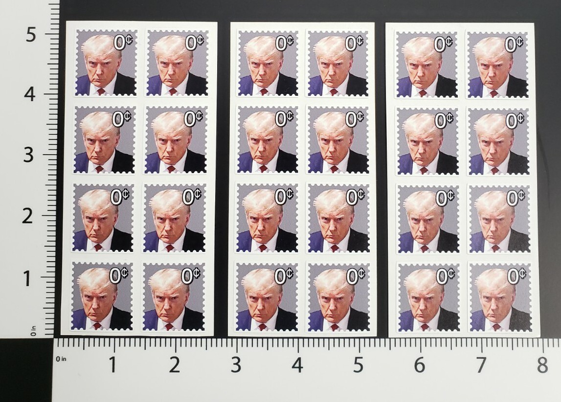 Donald Trump 0 cent NOVELTY STAMP 24 pack Presidential Zero Cents stamps for FUN