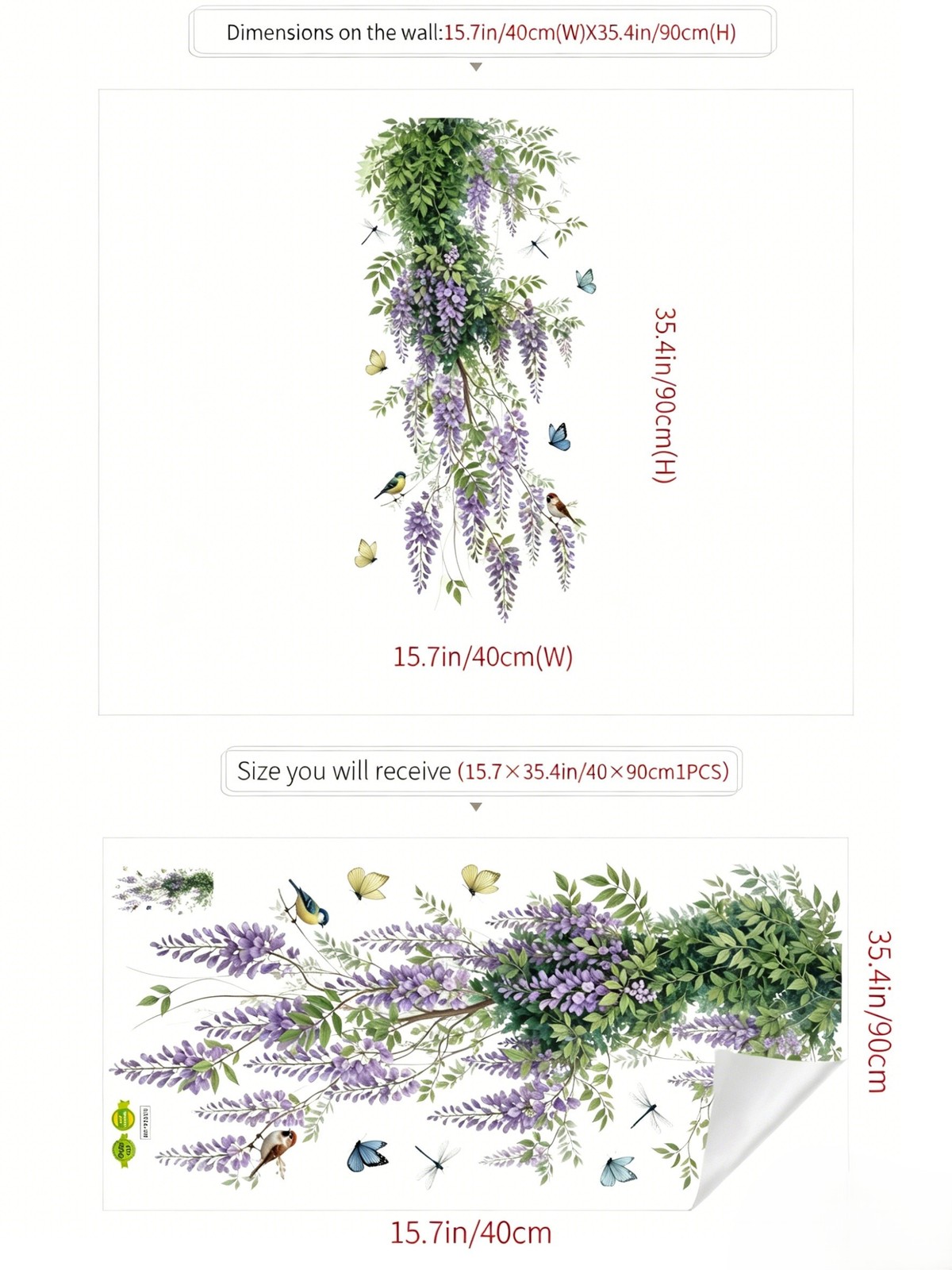 Translucent Wall Art Floral Vine Decal For Home Renovation Easy Application