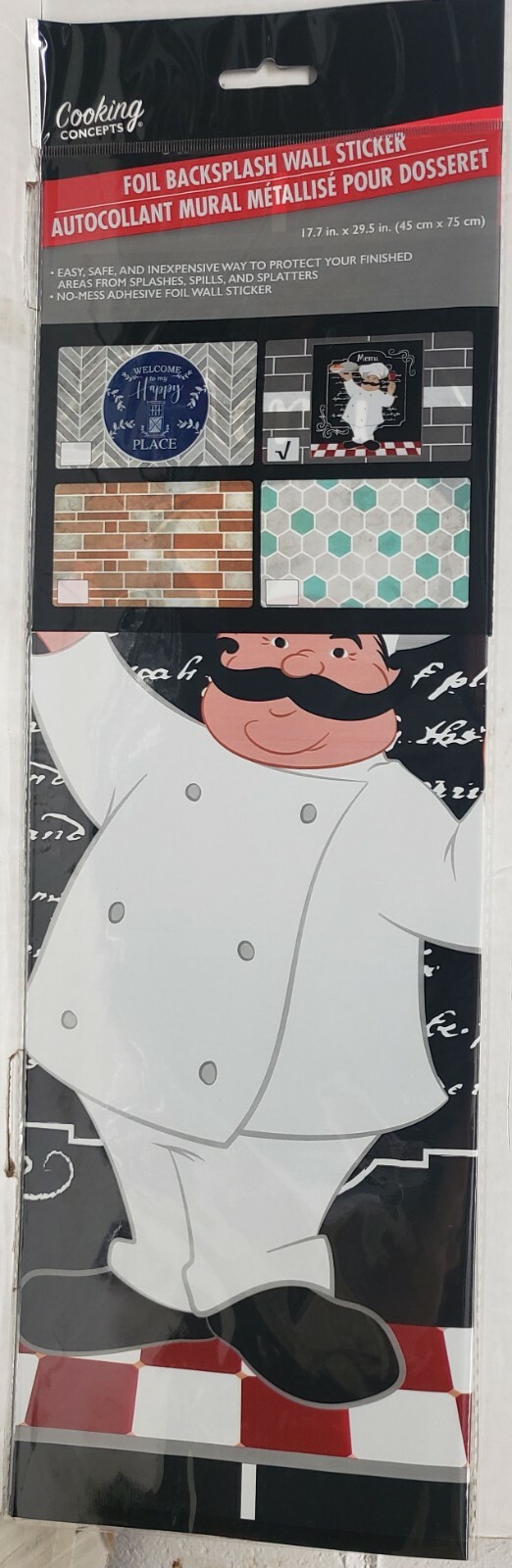 KITCHEN STOVE BACKSPLASH STICKER / WALL DECALl (30″x18″) FAT CHEF, GR