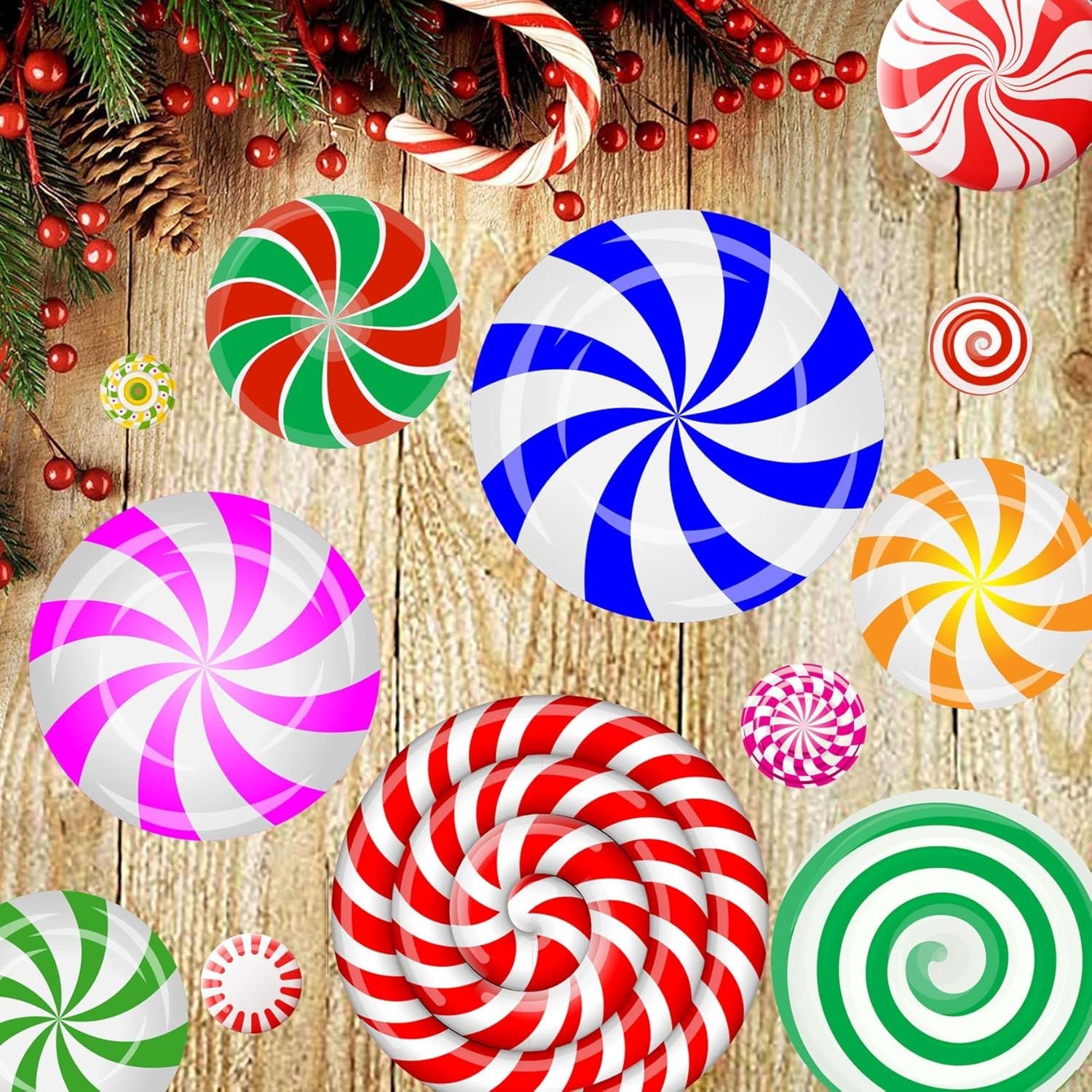 Easy-to-Apply 57PCS Peppermint Wall and Floor Decals for Kids’ Christmas Fun