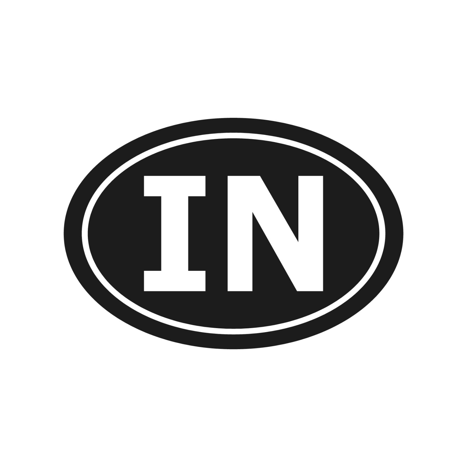Indiana IN Initials Vinyl Decal Window Oval IN Laptop Sticker