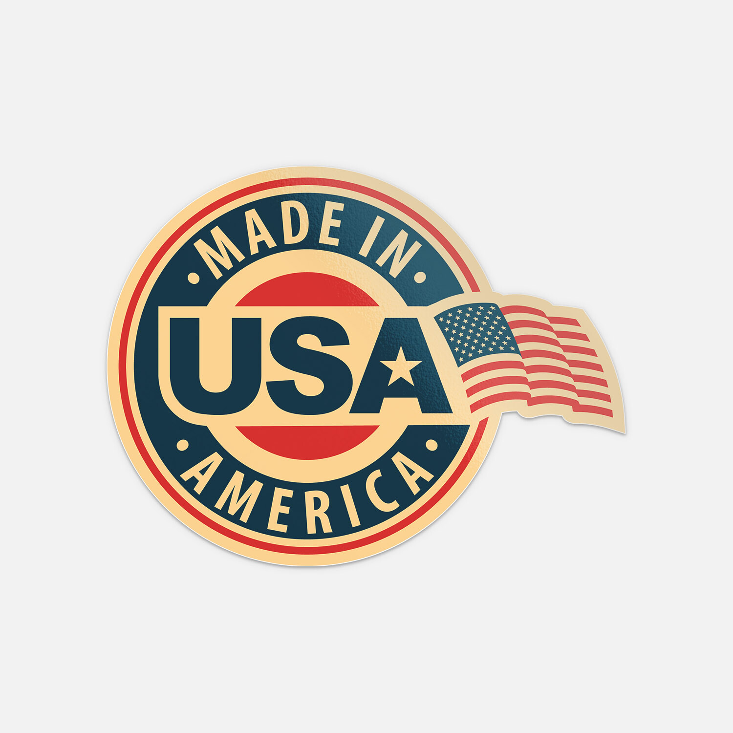Made In USA America Flag Emblem Badge Star Vinyl Sticker Decal