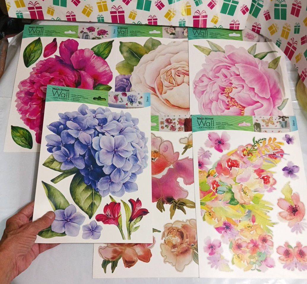 Large flower wall decal lot of 6 packs decals stickers floral decoration. peel +