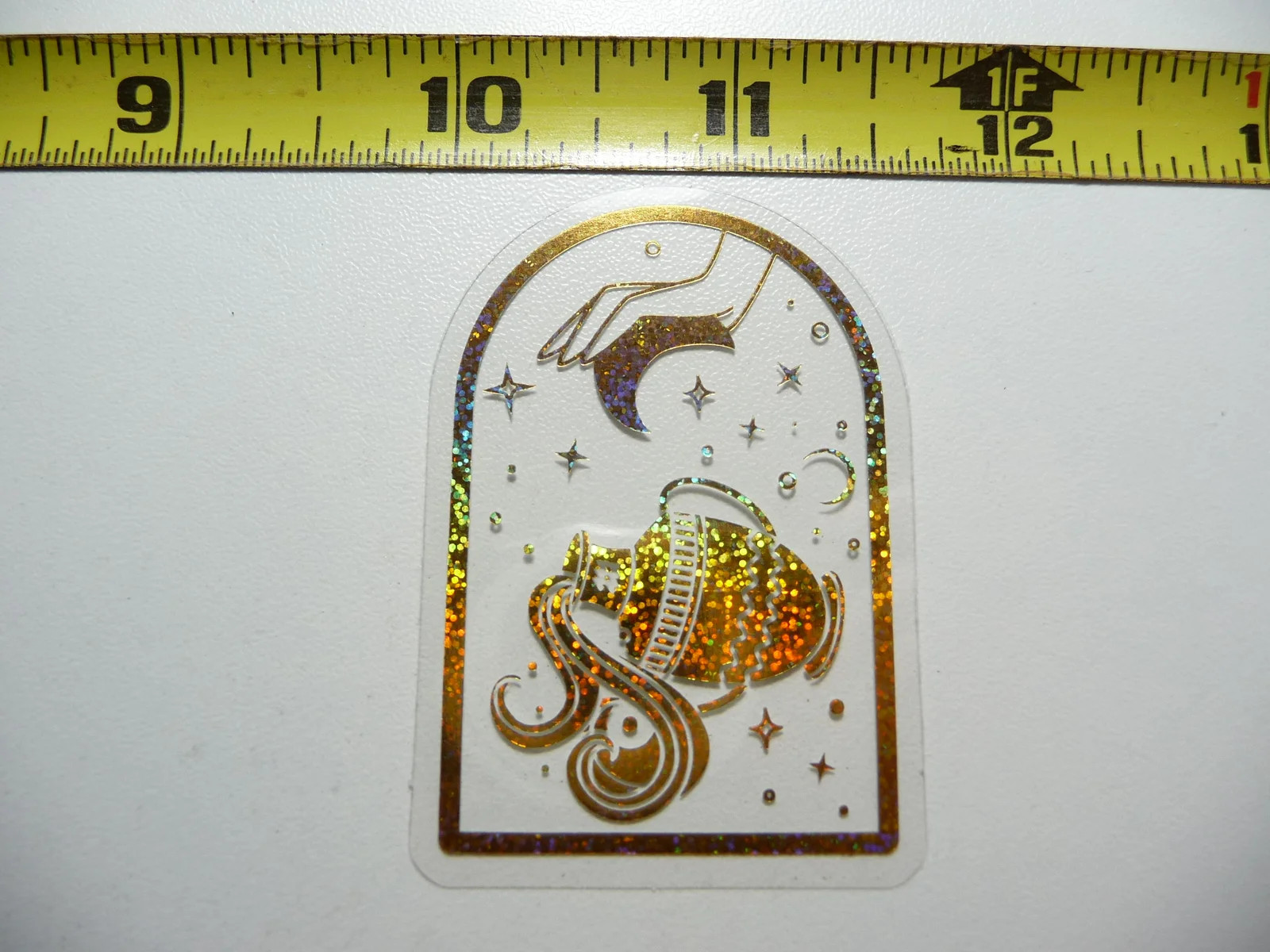 HOLOGRAPHIC ZODIAC AQUARIUS ARCH SMALL STICKER DECAL HOROSCOPE SIGN BIRTH MONTH