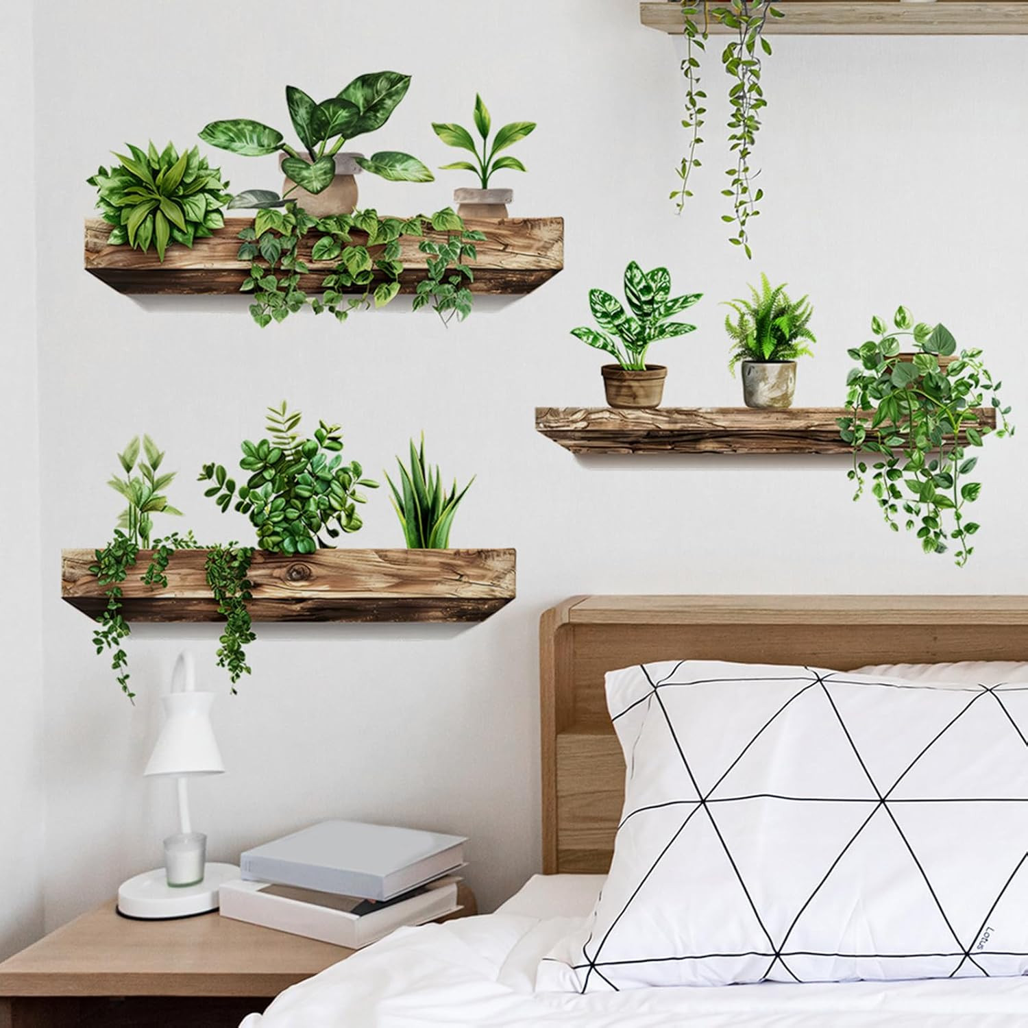 Green Plant Wall Decals 3D Bonsai Tropical Betterfly Wall Sticker Creative Vinyl
